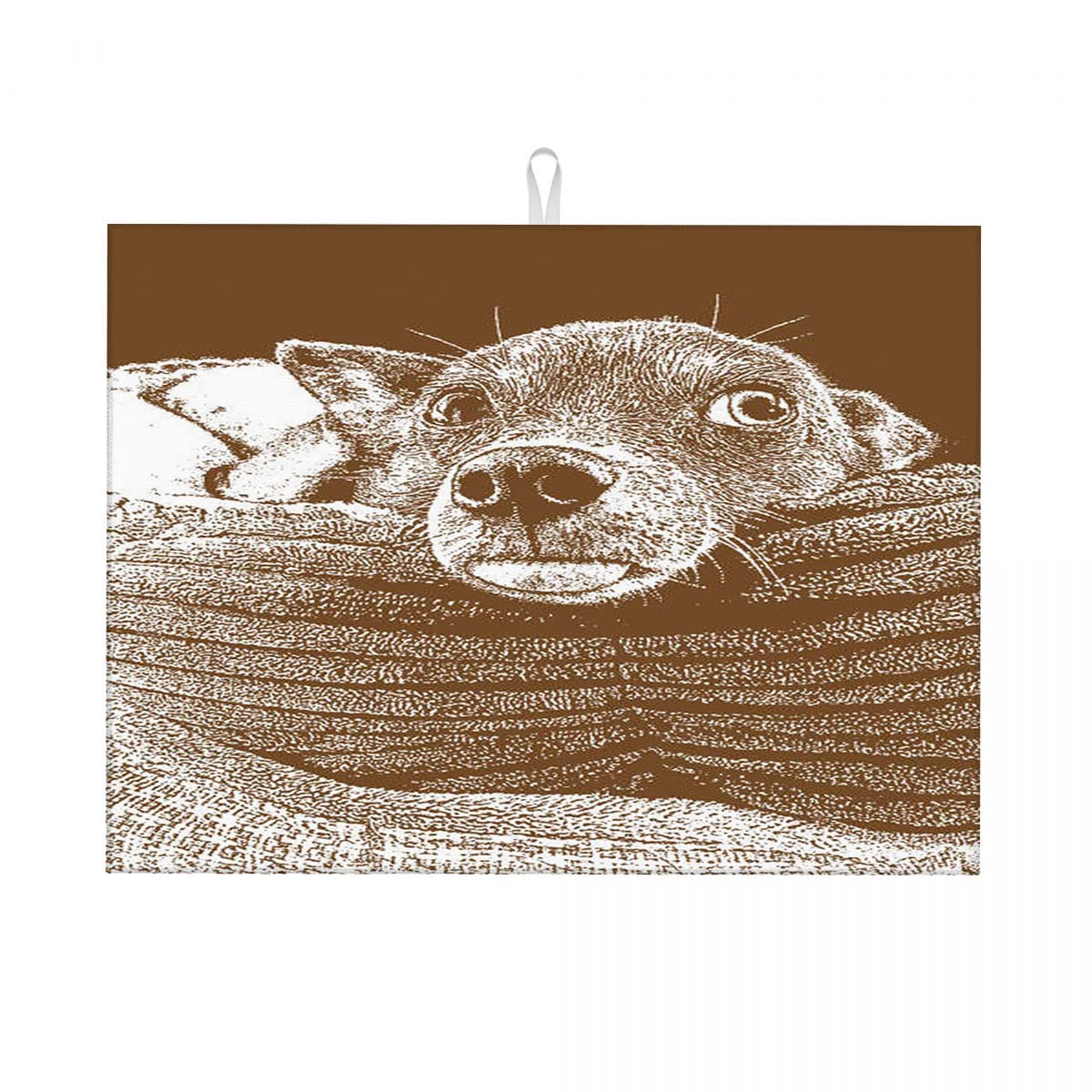 Premium Dog-Themed Dish Drying Mat with Drain Rack - Heat Resistant Kitchen Drying Mat for Dishes (18