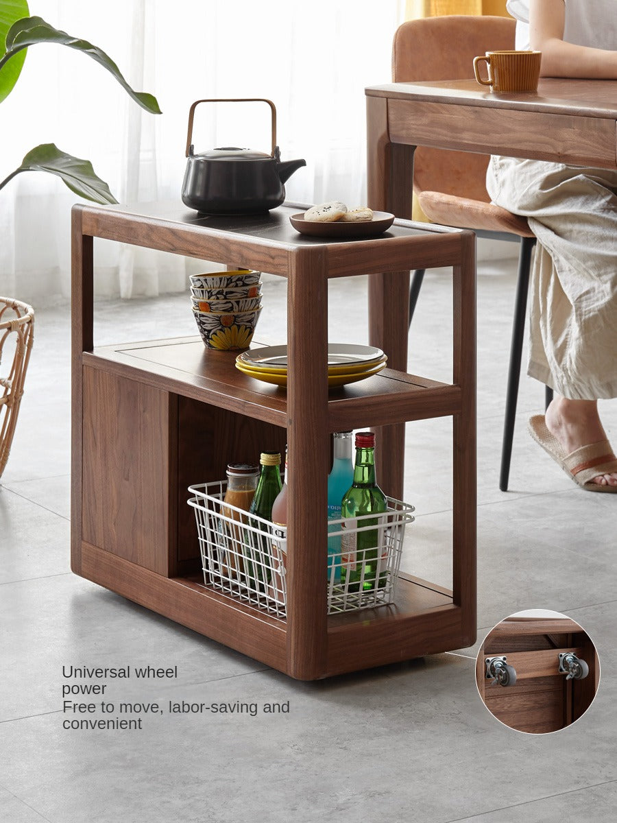 Solid Black Walnut Wood Side Table with Natural Slate Top - Perfect for Living Room, Bedroom, or Office Decor