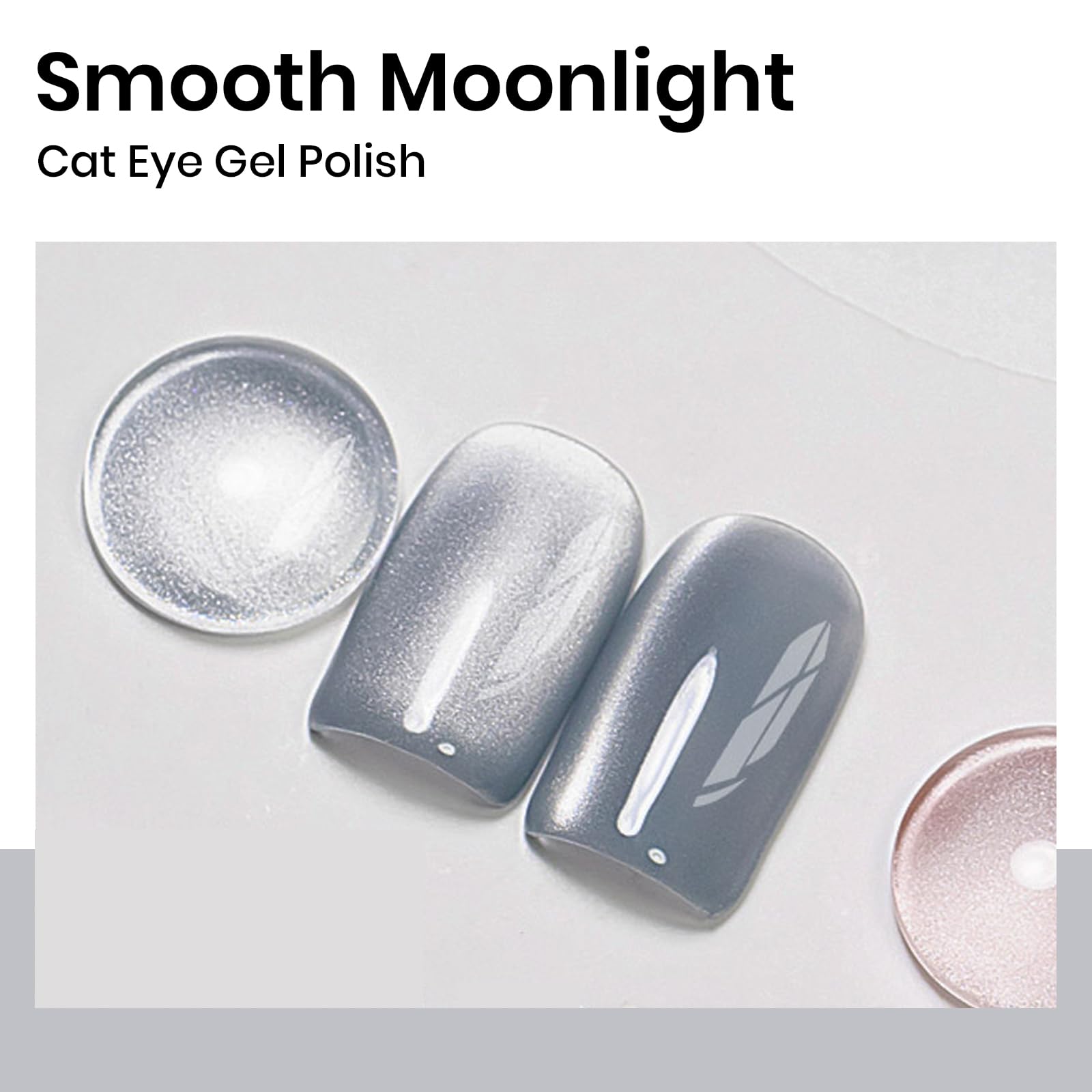 MIZHSE Cat Eye Gel Nail Polish - 12mL Silver Glitter Moonlight Cateye UV LED Soak Off Gel Polish for Nail Art | Salon & Home DIY Manicure | Perfect for Parties, Weddings & Special Occasions