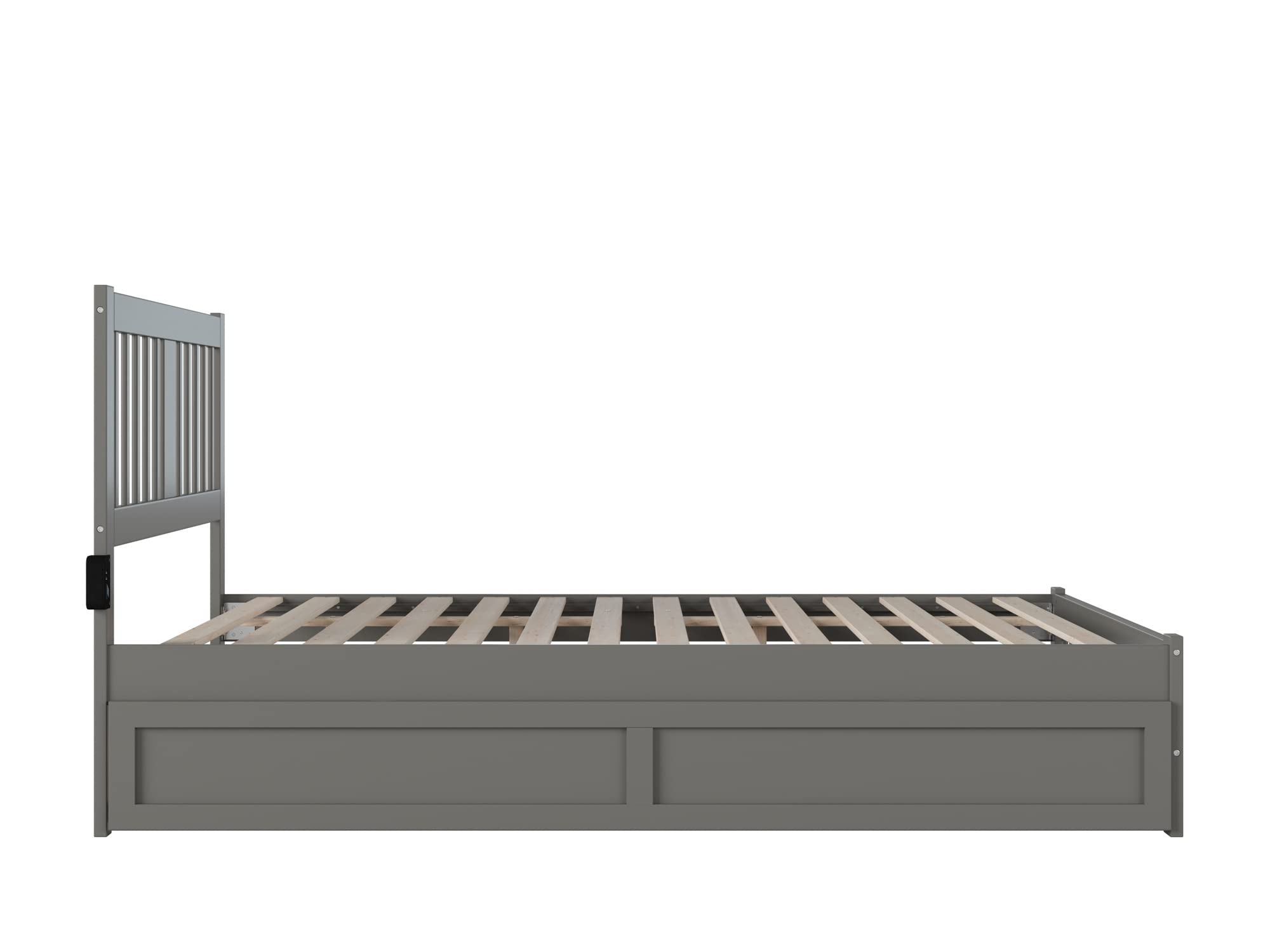 AFI Tahoe Queen Size Platform Bed with Footboard & Twin XL Trundle - Modern Grey Wooden Bed Frame for Master Bedroom, Guest Room & Small Spaces