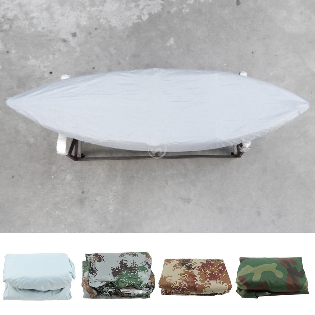 Waterproof & UV-Resistant Kayak Cover for 2.7-4 Meters Canoe & Marine Boats - Camouflage Green (3.84m) - Perfect for Outdoor Storage & Boat Protection