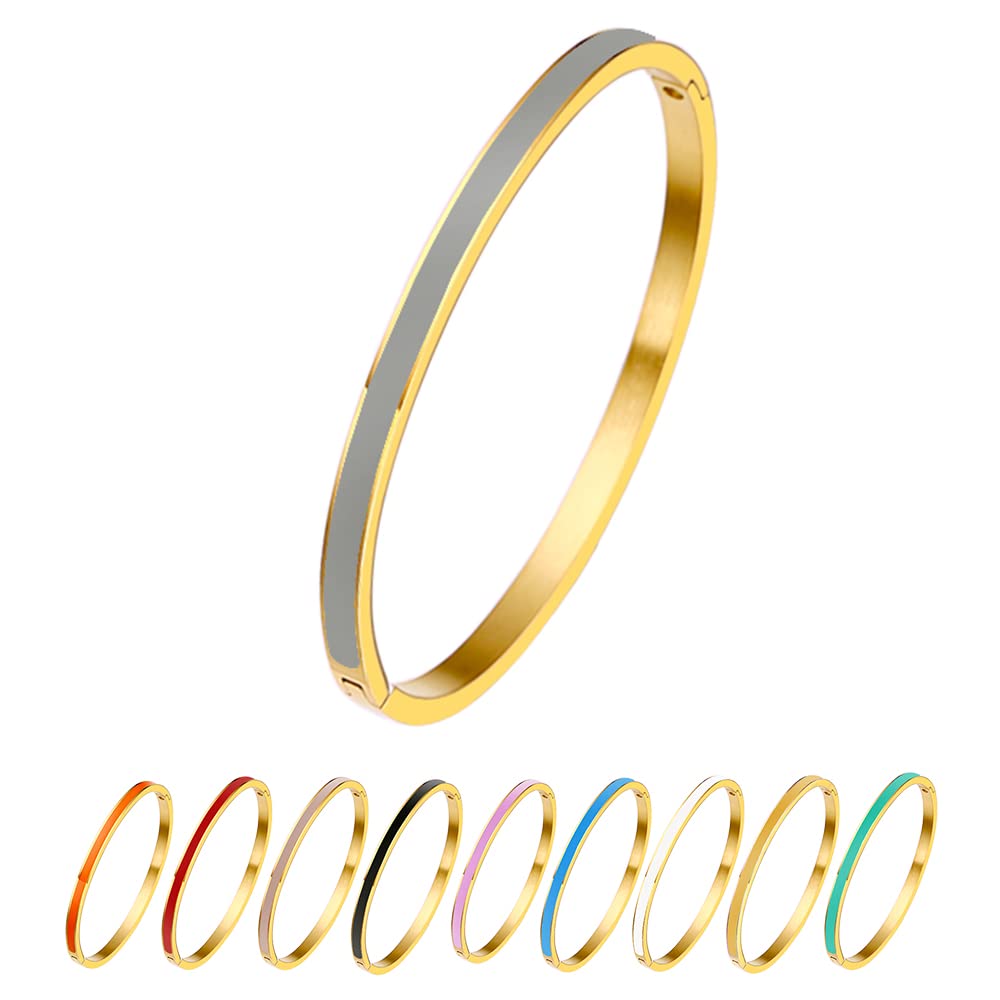 Godyce Love Friendship Bracelet - Colorful Orange Enamel Bangle for Women | Stainless Steel Fashion Jewelry with Gift Box | Perfect for Parties, Birthdays & Everyday Wear