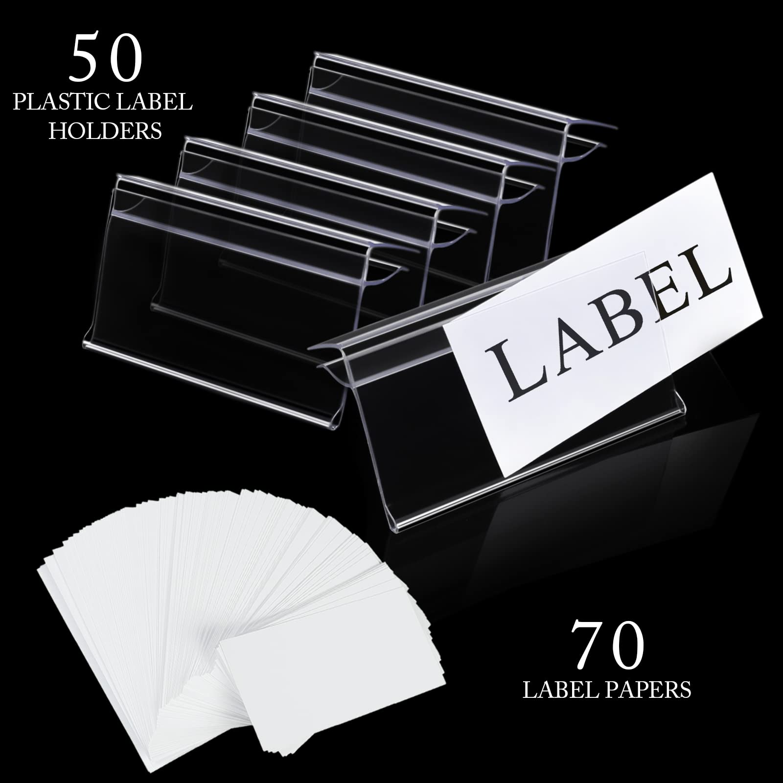 Glass Shelf Label Holders 50pcs - Fits 1/4