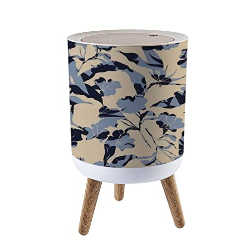 Floral Trash Can with Lid - 7L/1.8 Gallon Small Garbage Bin with Press Cover, Hand-Drawn Spring Flowers Design for Kitchen, Bathroom, Bedroom & Office - Eco-Friendly Waste Basket for Home & Office Organization