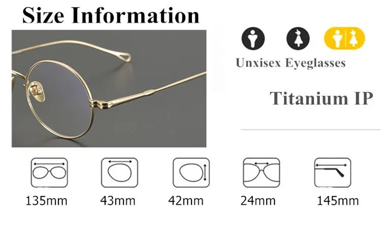 Aimee Unisex Full Rim Small Round Titanium Eyeglasses 50405 - Lightweight & Durable Frame for Men & Women - Perfect for Reading, Work & Everyday Use