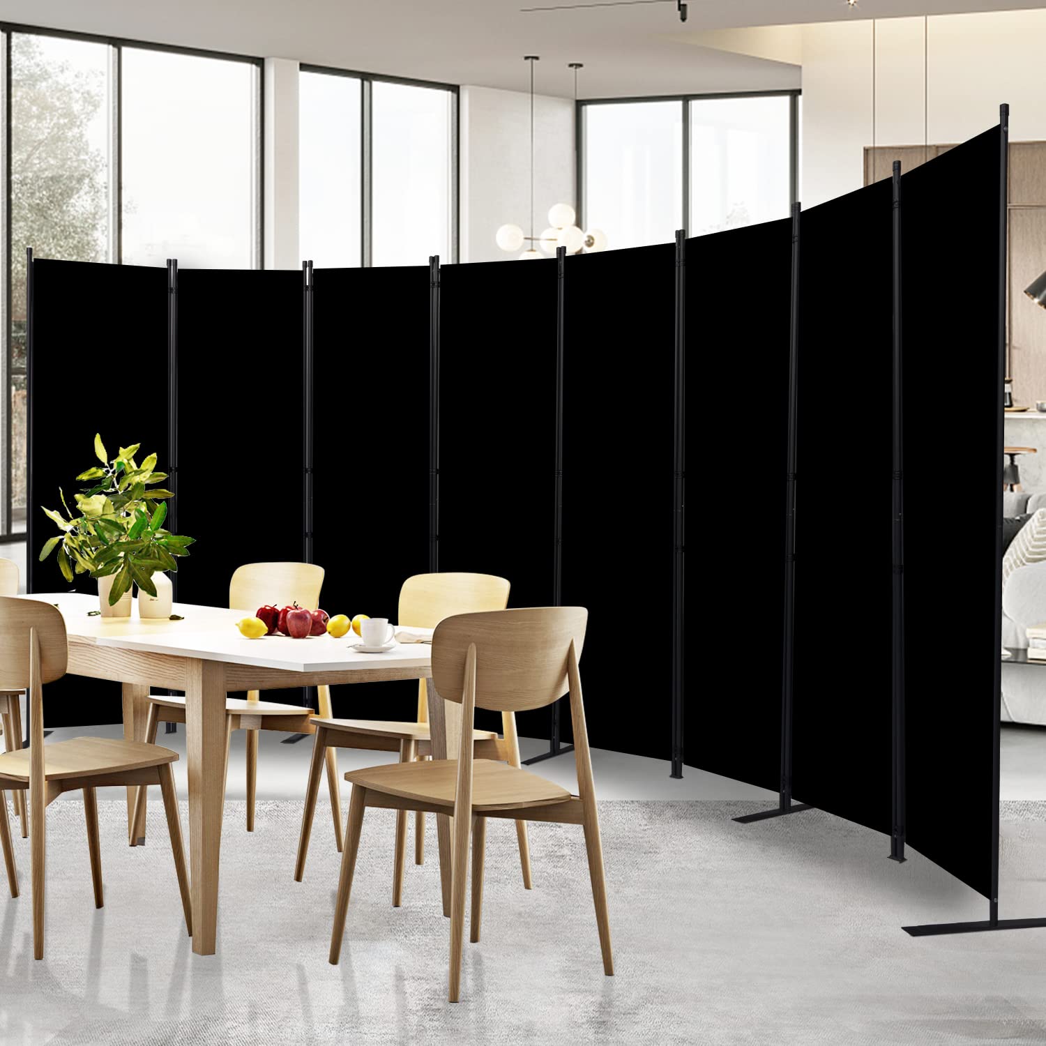 8 Panel Room Divider & Folding Privacy Screen - Freestanding Fabric Partition for Office, Bedroom, Studio & Dorm | Perfect for Creating Private Spaces, Home Decor & Room Separation