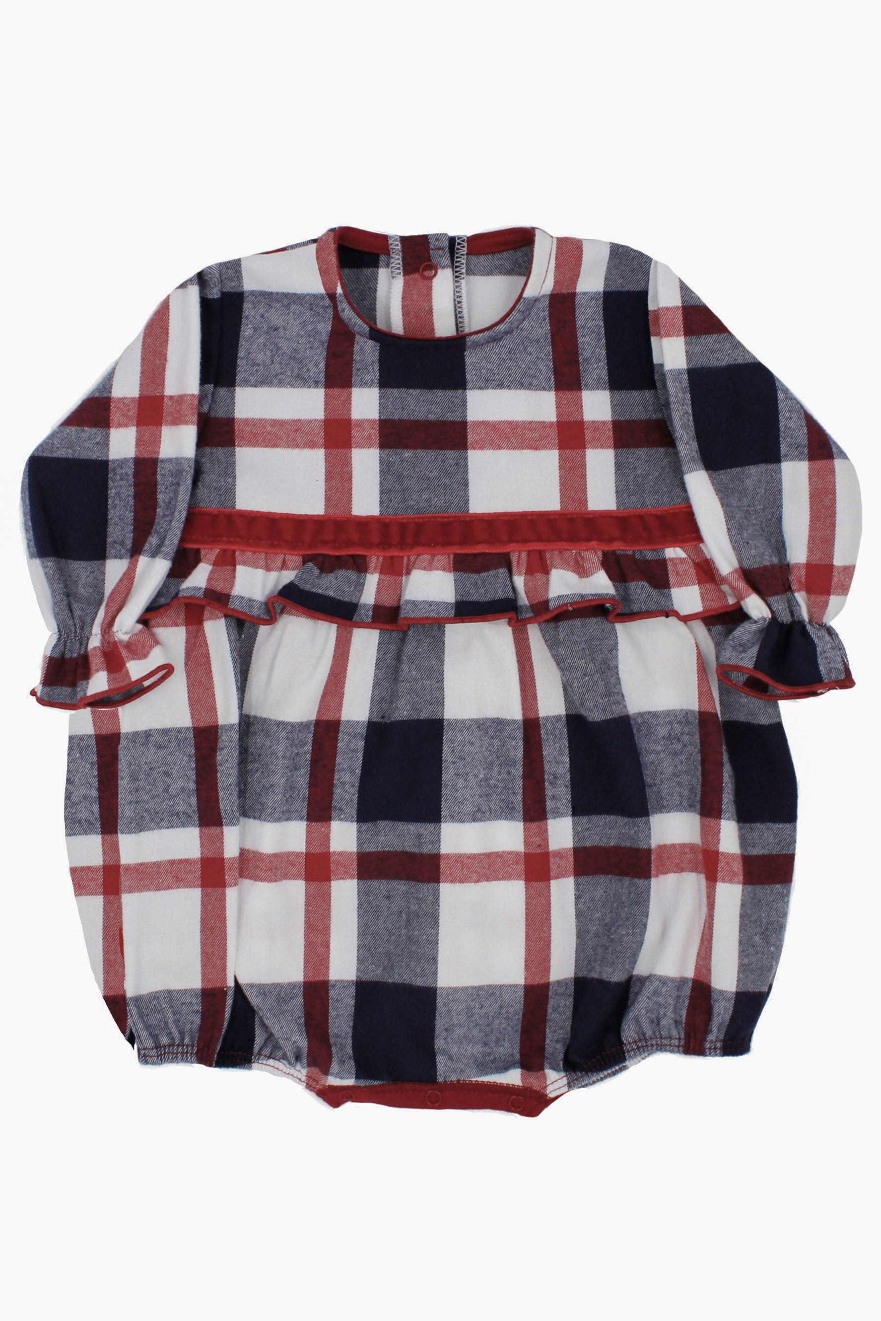 Blakely Navy & Red Tartan Romper for Women - Stylish Casual Jumpsuit with Adjustable Straps, Perfect for Summer Outings, Picnics, and Beach Vacations