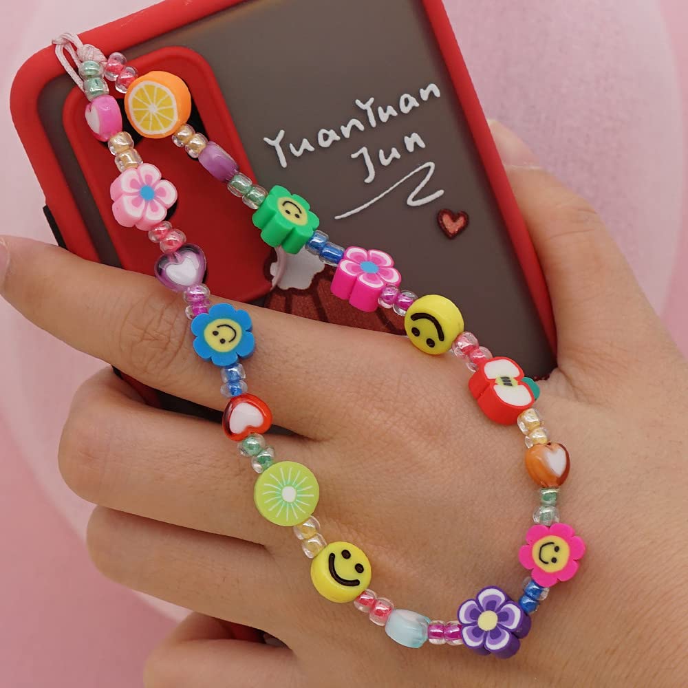 Beaded Phone Lanyard Wrist Strap for Women & Girls - Stylish Beaded Phone Charm Decor - 19