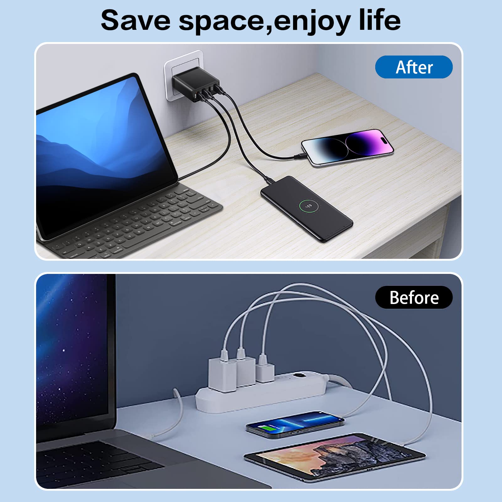 35W 4-Port USB C Fast Charger Block - GaN Wall Charger with PD 3.0 Quick Charge for iPhone 15/14/13/12 Pro Max, Samsung Galaxy S23/S22, Google Pixel 7/6, iPad - Compact Travel Charging Cube for Home, Office & Car