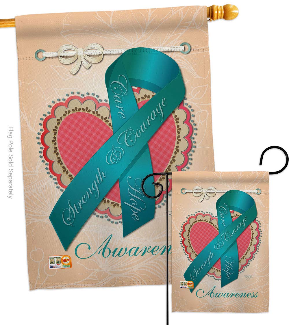 Ovarian Awareness Vertical Flags Set - 28x40in & 13x18.5in - Home & Garden Decor