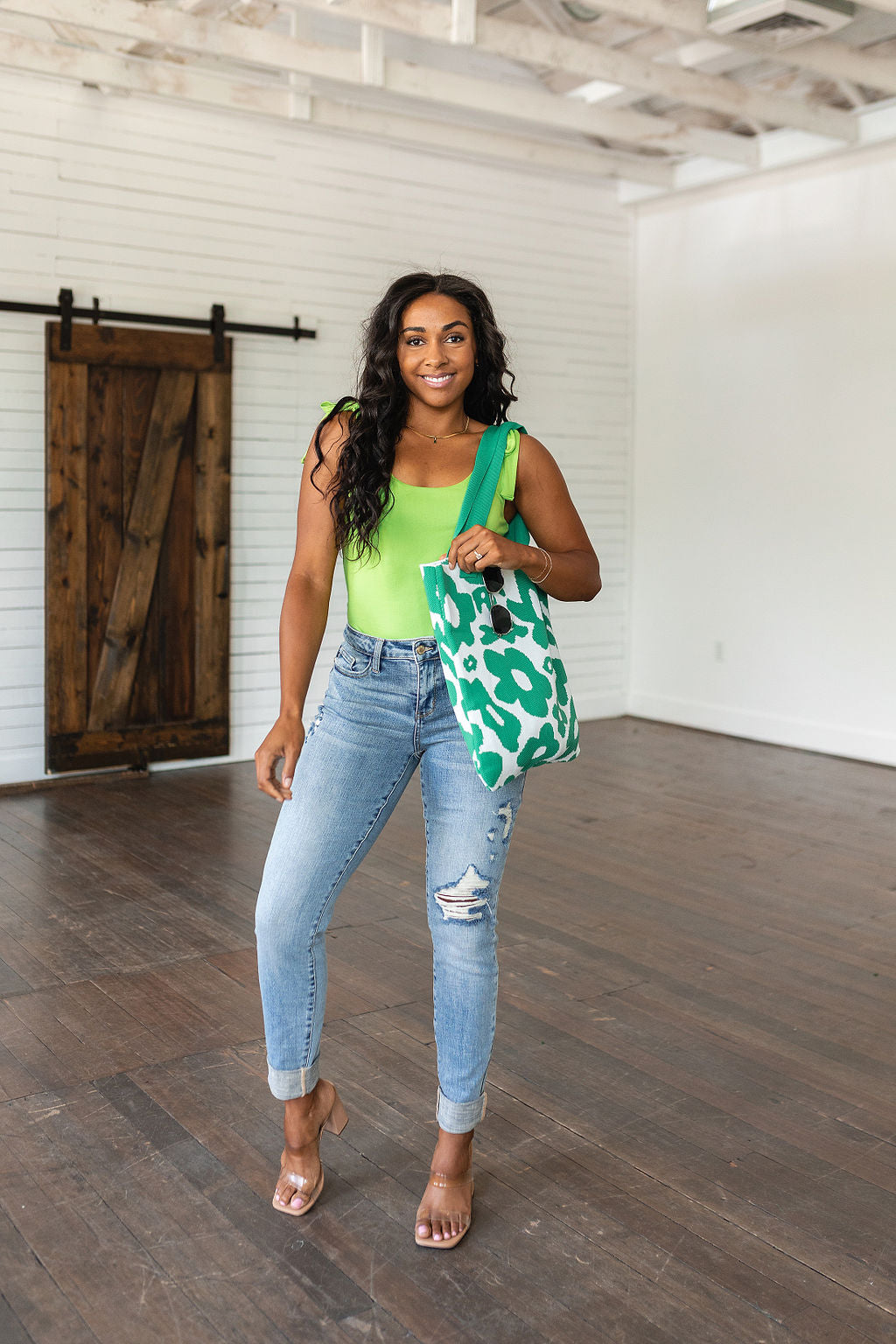 Lazy Daisy Knit Bag in Green - Eco-Friendly Cotton Tote for Women | Perfect for Grocery Shopping, Beach Trips & Daily Use