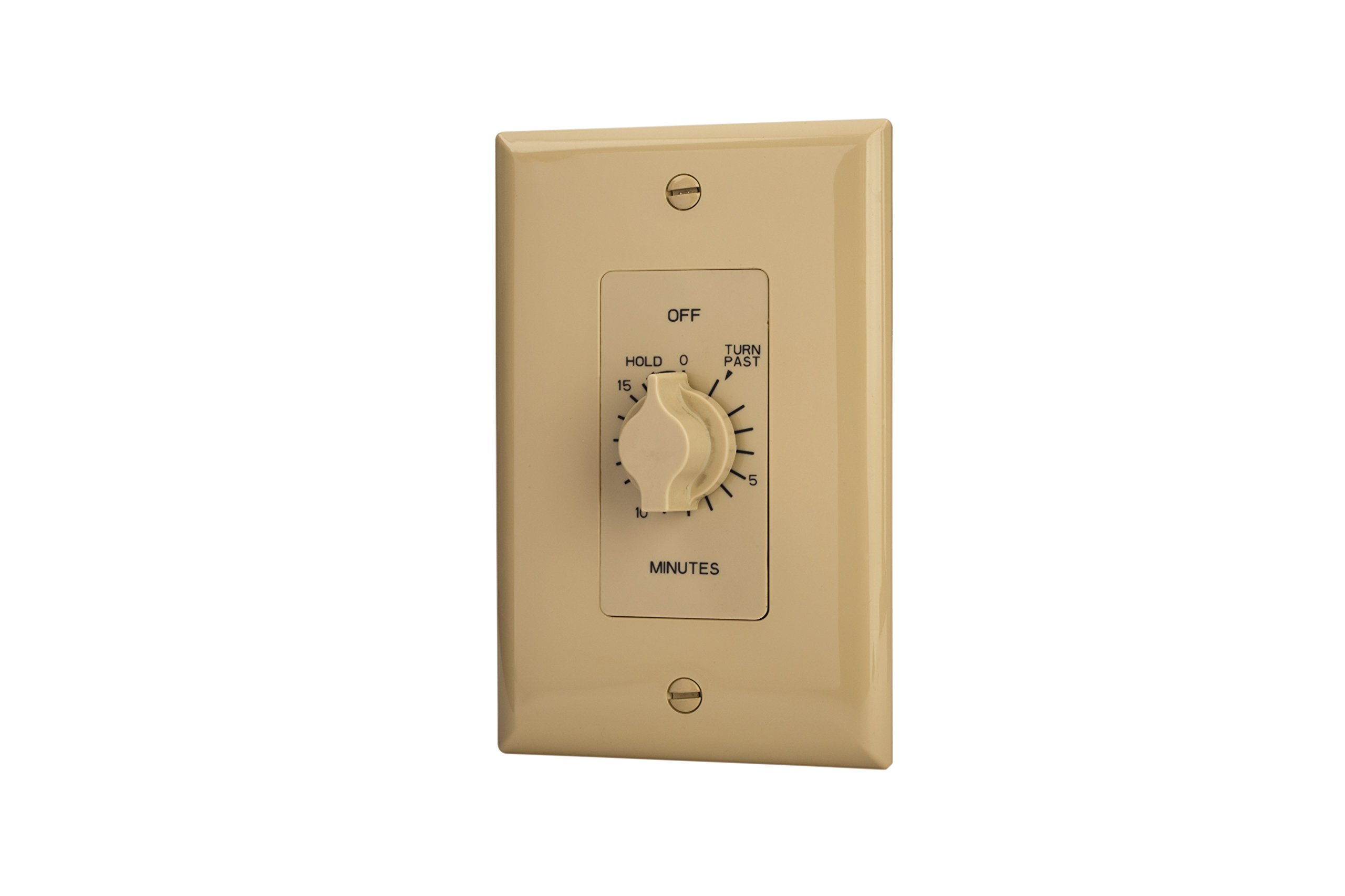 Auto-Off Springwound In-Wall Timer Switch with 15-Minute Countdown & Hold Function - Ivory - Perfect for Bathroom Fans, Kitchen Lights & Home Automation