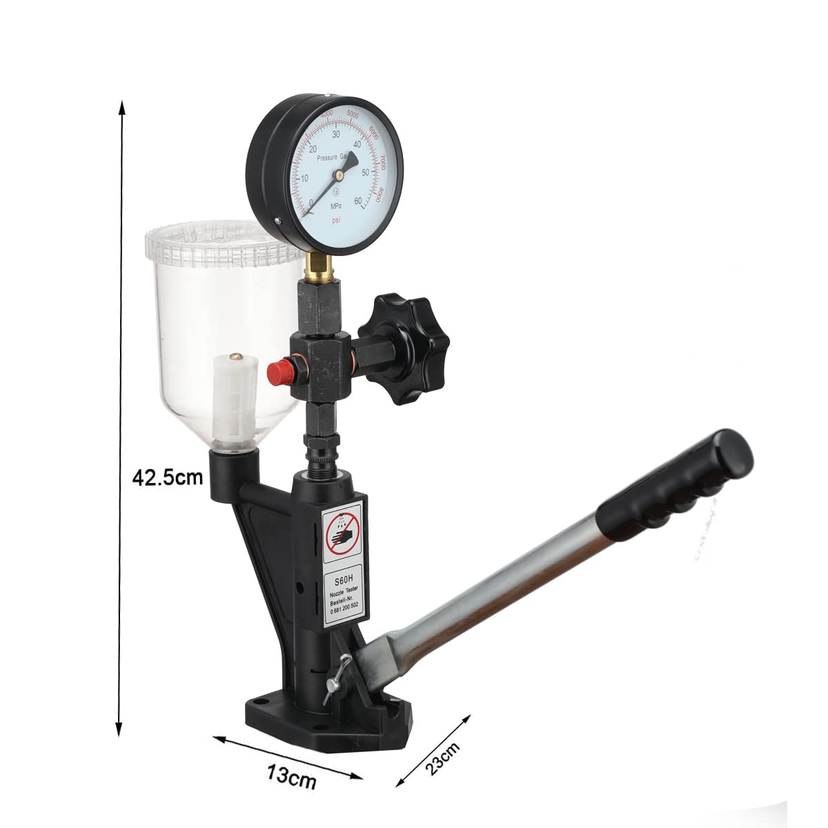 600Bar Diesel Injector Tester 8700PSI - Dual Scale Gauge for Adjusting & Testing Diesel Fuel Injector Nozzle Pop Pressure - Perfect for Automotive Repair Shops & Diesel Engine Maintenance