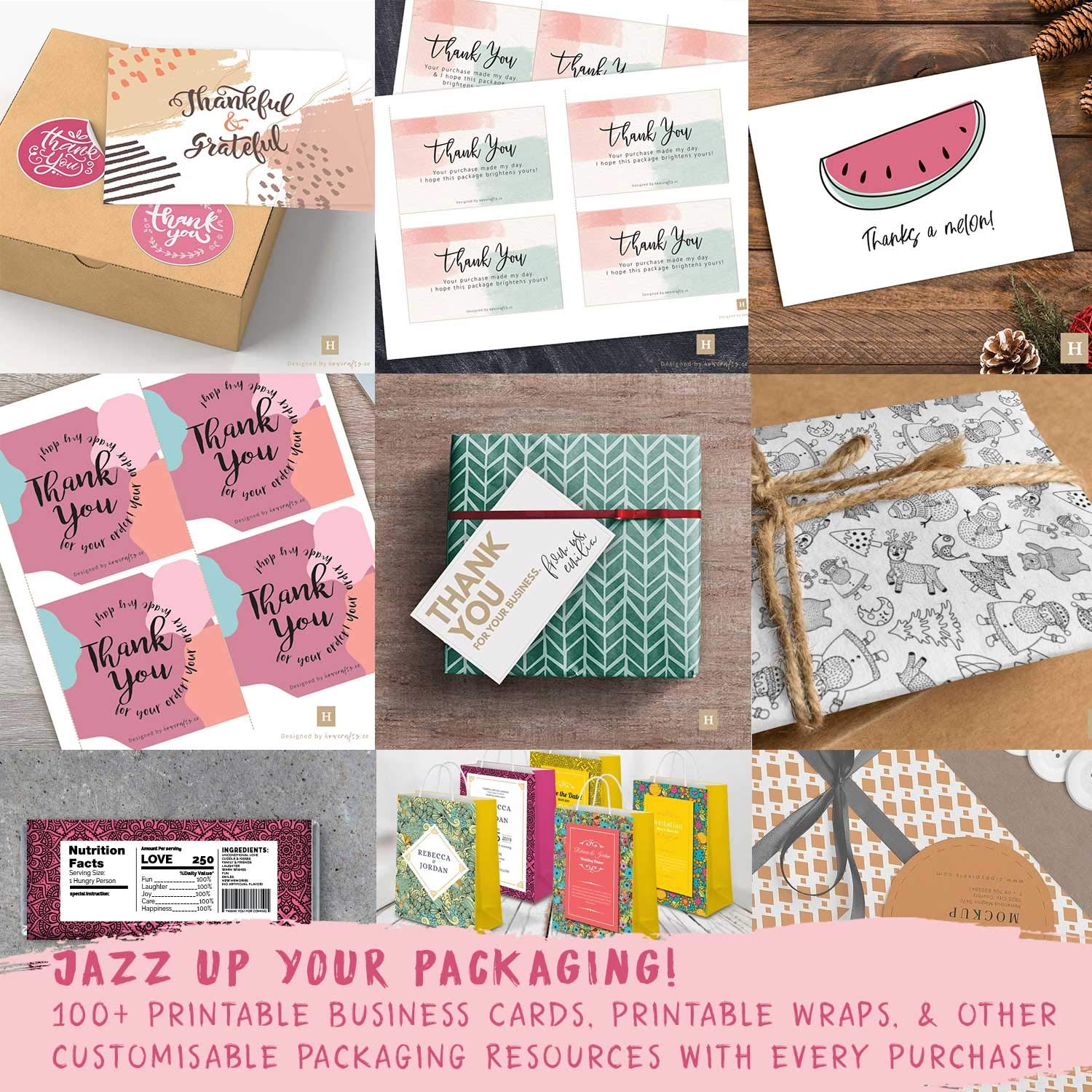 Howcrafts 108-Piece Thank You Cards for Small Business | 6 Unique Designs | 3.5