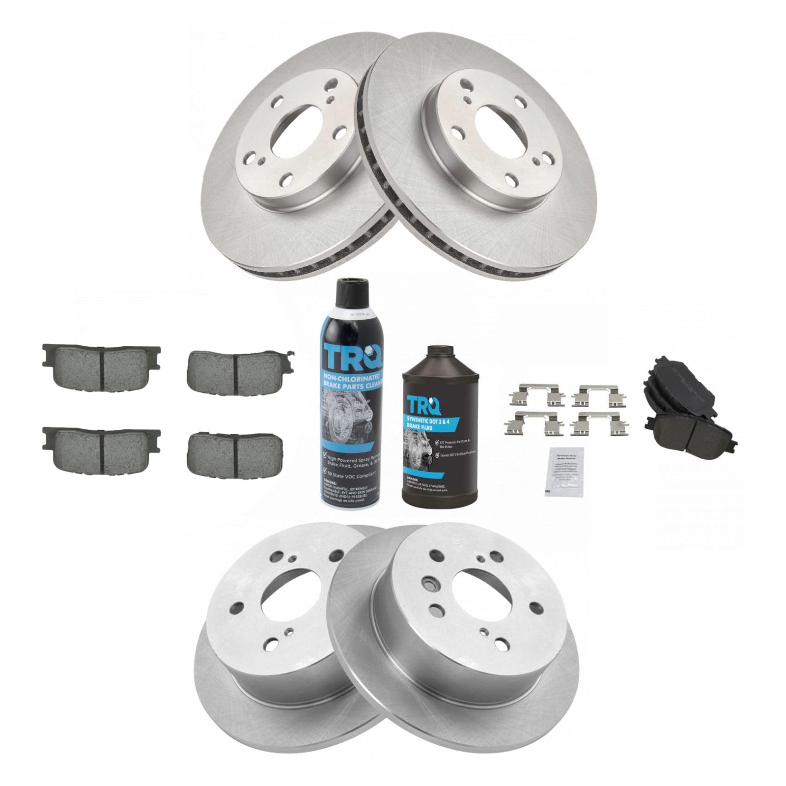 High-Performance Front & Rear Brake Pad & Rotor Kit - Semi-Metallic Brake Pads with Rotors - Compatible with 2002-2006 Toyota Camry - Perfect for Daily Commuting & Highway Driving