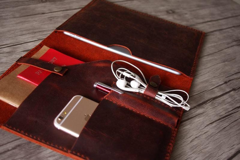 Premium Genuine Leather iPad Pro Case for Women - Slim Protective Cover with Stand for 11