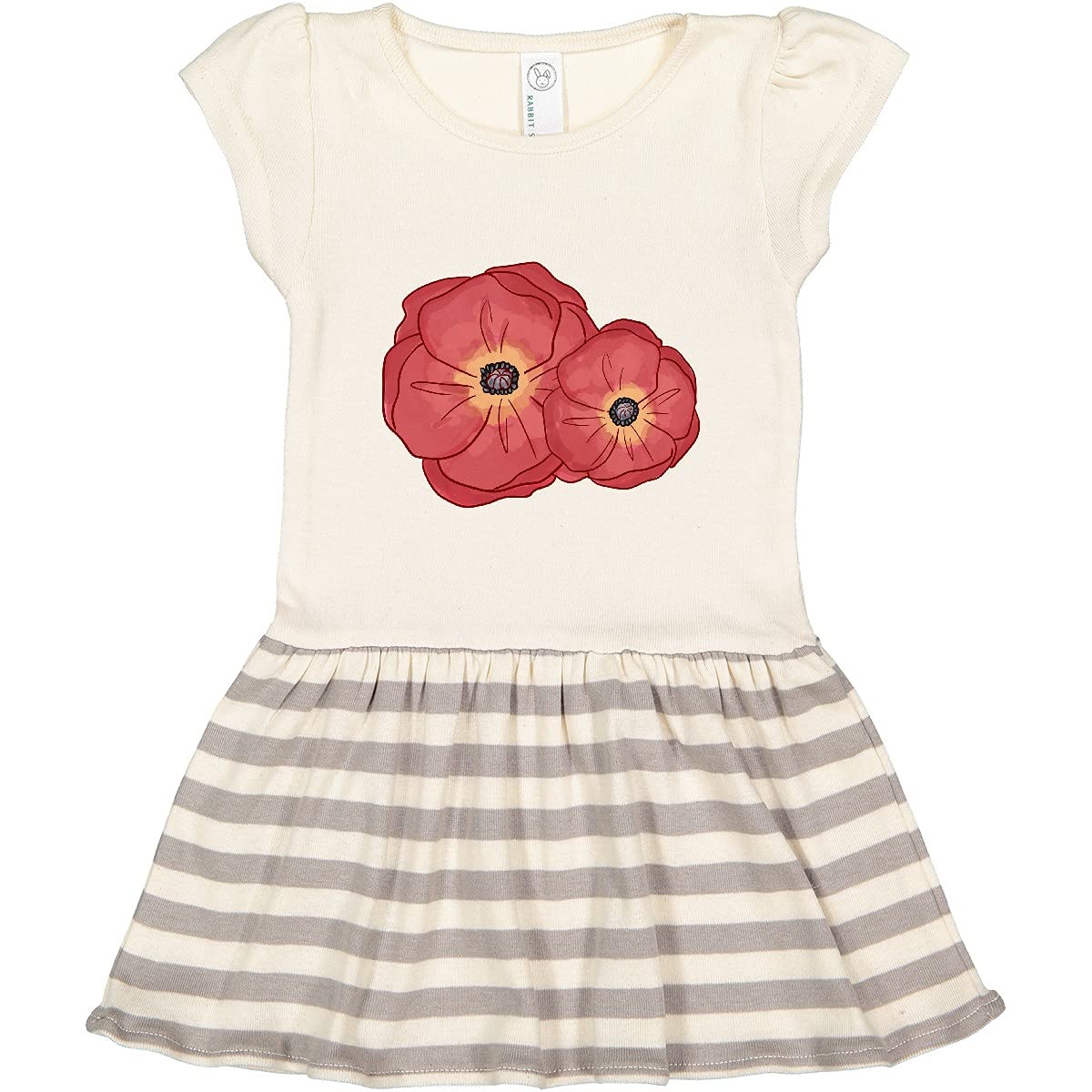 Inktastic Red Poppy Flowers Toddler Dress - Cute Floral Baby Girl Outfit for Spring & Summer - Perfect for Birthday Parties, Family Photos & Special Occasions