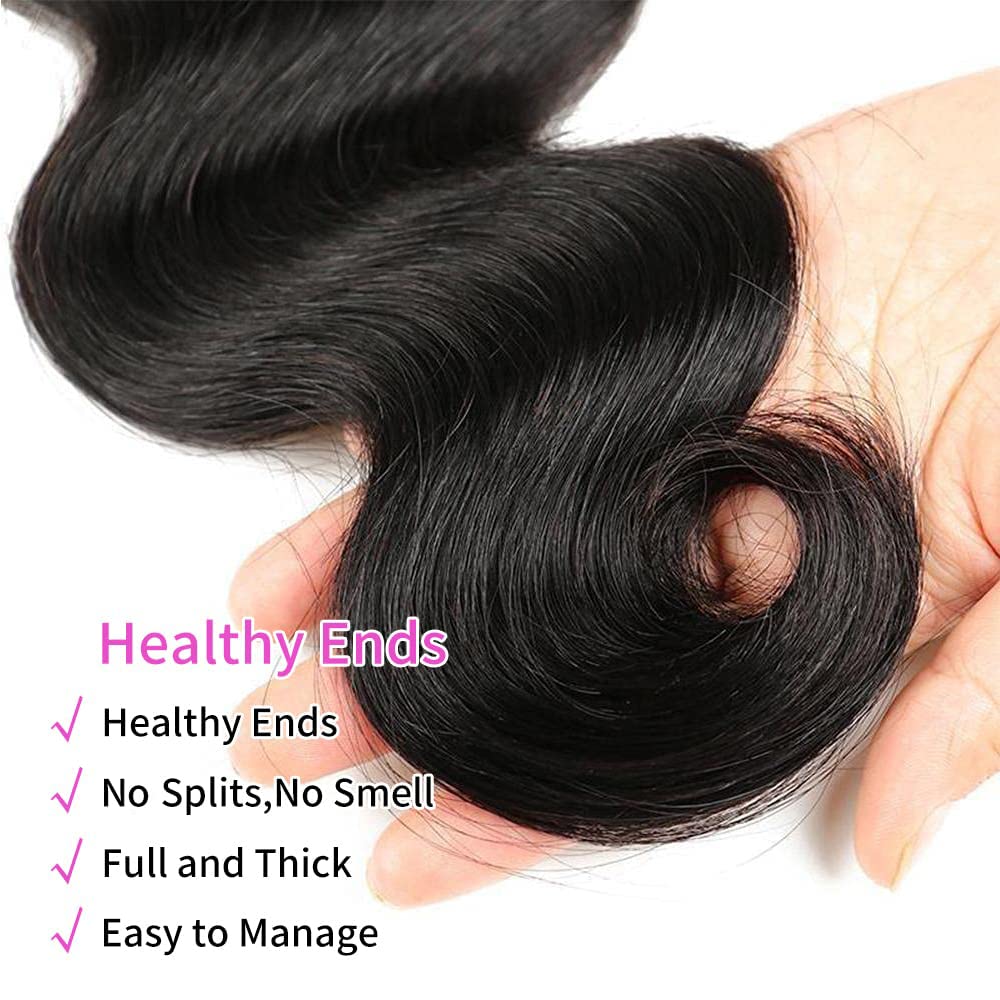 10A Brazilian Body Wave Human Hair Bundles 26-30 Inch - 100% Unprocessed Virgin Hair Extensions (3 Bundles, Natural Black) for Styling, Weaving & Volume Boost - Perfect for Daily Wear, Parties & Special Occasions