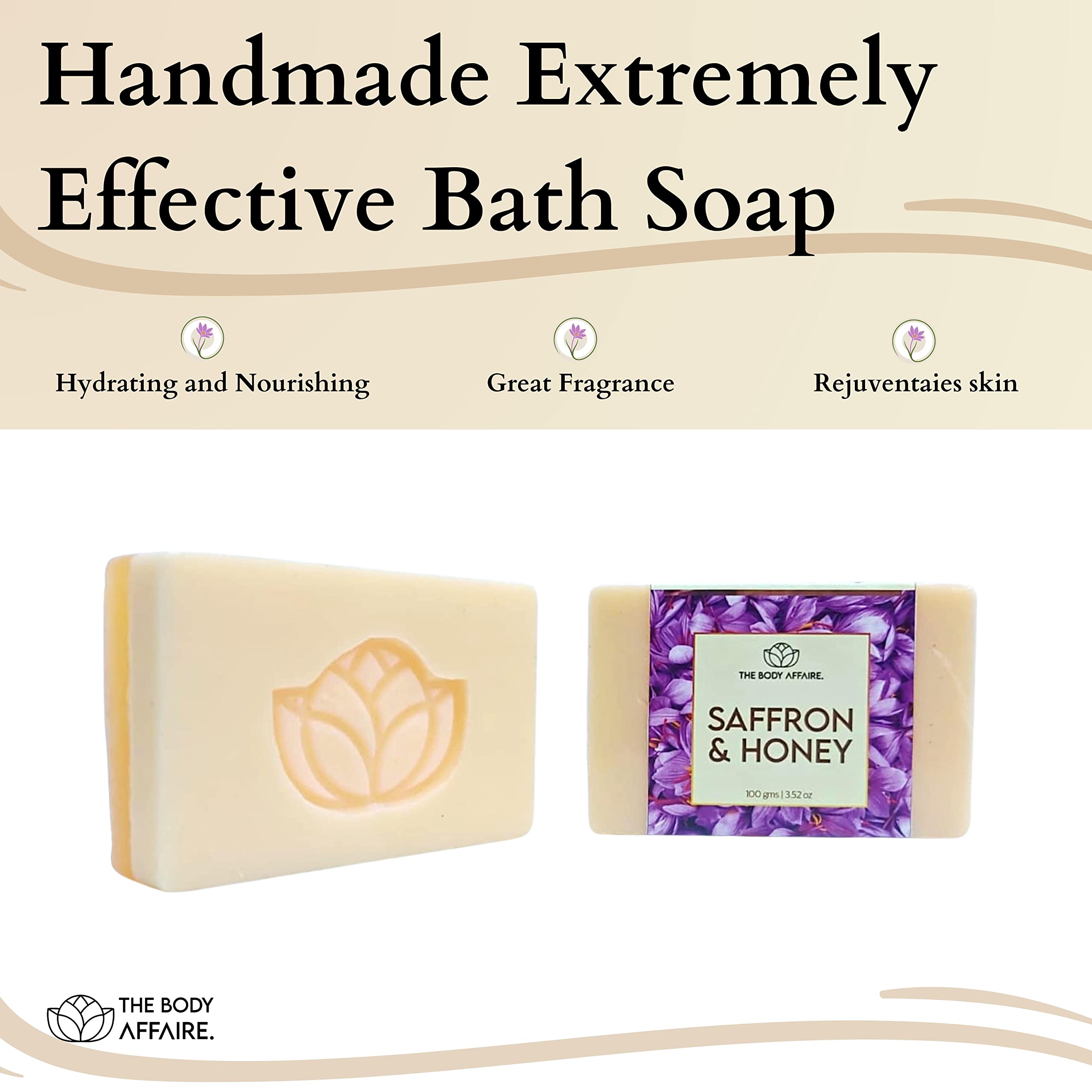 FORGANIK Handmade Saffron & Honey Soap by The Body Affaire - 100g Natural Organic Skincare for Dry & Sensitive Skin - Perfect for Daily Face & Body Cleansing, Gift Sets & Spa Relaxation