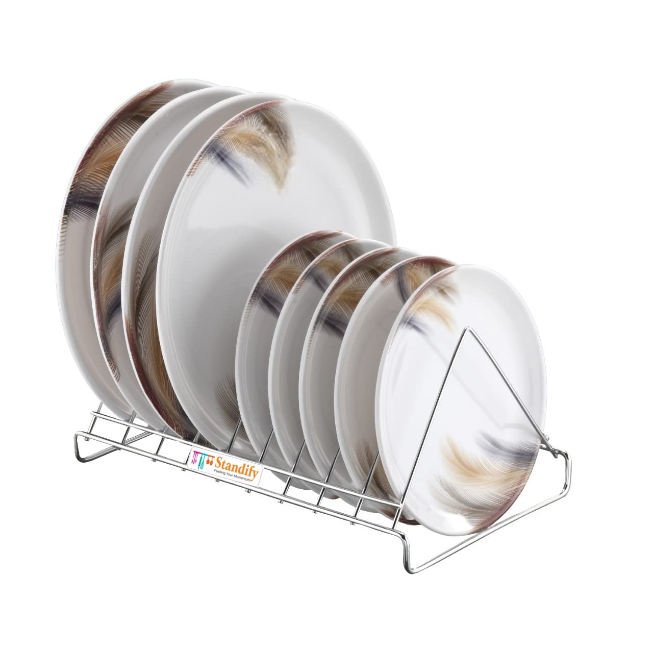 Premium Stainless Steel Plate Rack Stand - Thali Rack, Dish Drying Rack, Utensil Holder & Kitchen Organizer | Space Saving Storage for Dining Table & Countertop | Ideal for Restaurants, Home Kitchens & Small Spaces (Pack of 1)