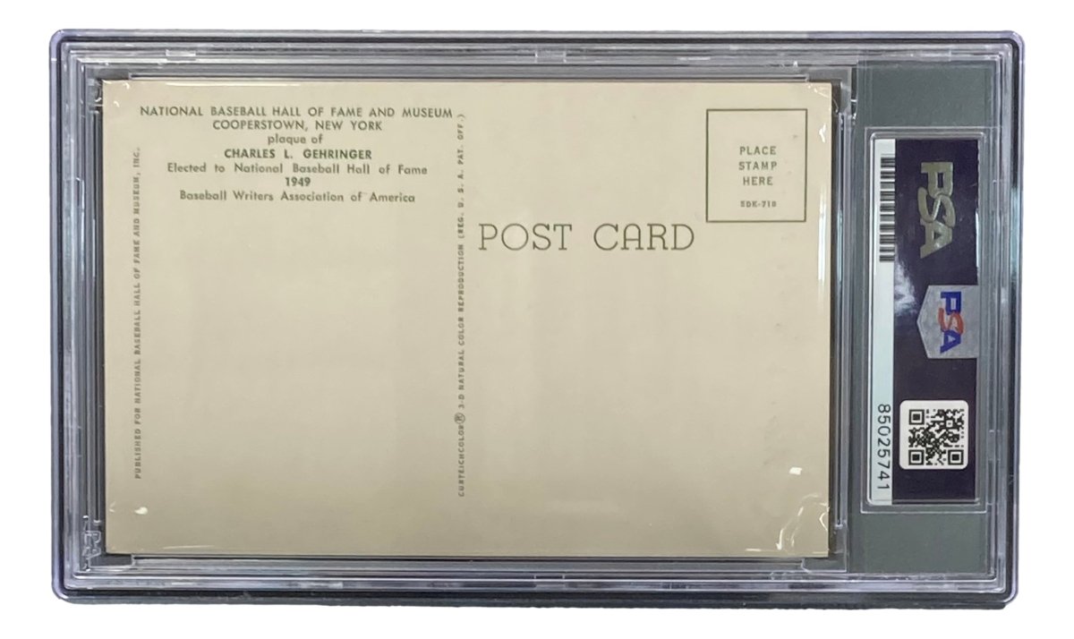 Charlie Gehringer Autographed 4x6 Detroit Tigers Hall of Fame Plaque Card with PSA/DNA Certification #85025741 - Perfect for Baseball Memorabilia Collections & Sports Fan Gifts