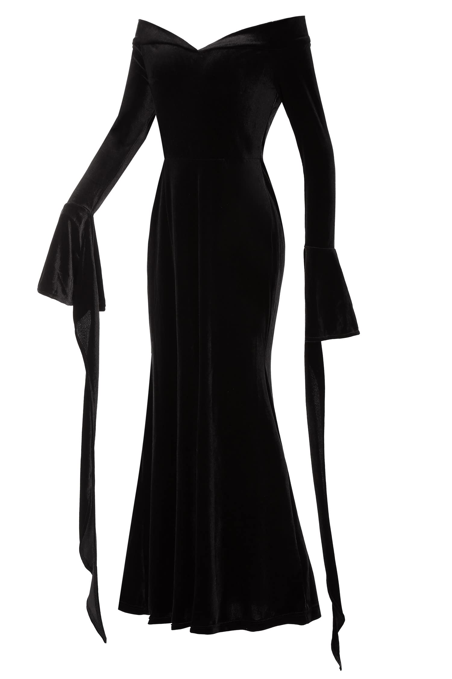 Oumbivil Women's Gothic Black Dress - Halloween Witch Costume, Elegant Long Sleeve Lace Dress for Women | Perfect for Halloween Parties, Cosplay Events & Gothic Fashion