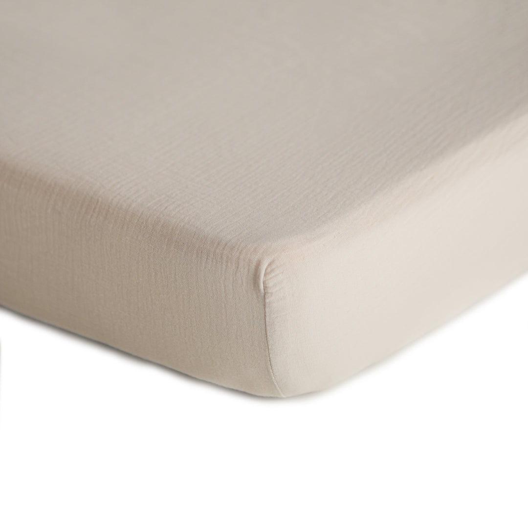 Mushie Extra Soft Muslin Crib Sheet - Breathable Organic Cotton Baby Crib Fitted Sheet for Nursery, Toddler & Infant Bed - Perfect for Daycare, Travel & Home Use