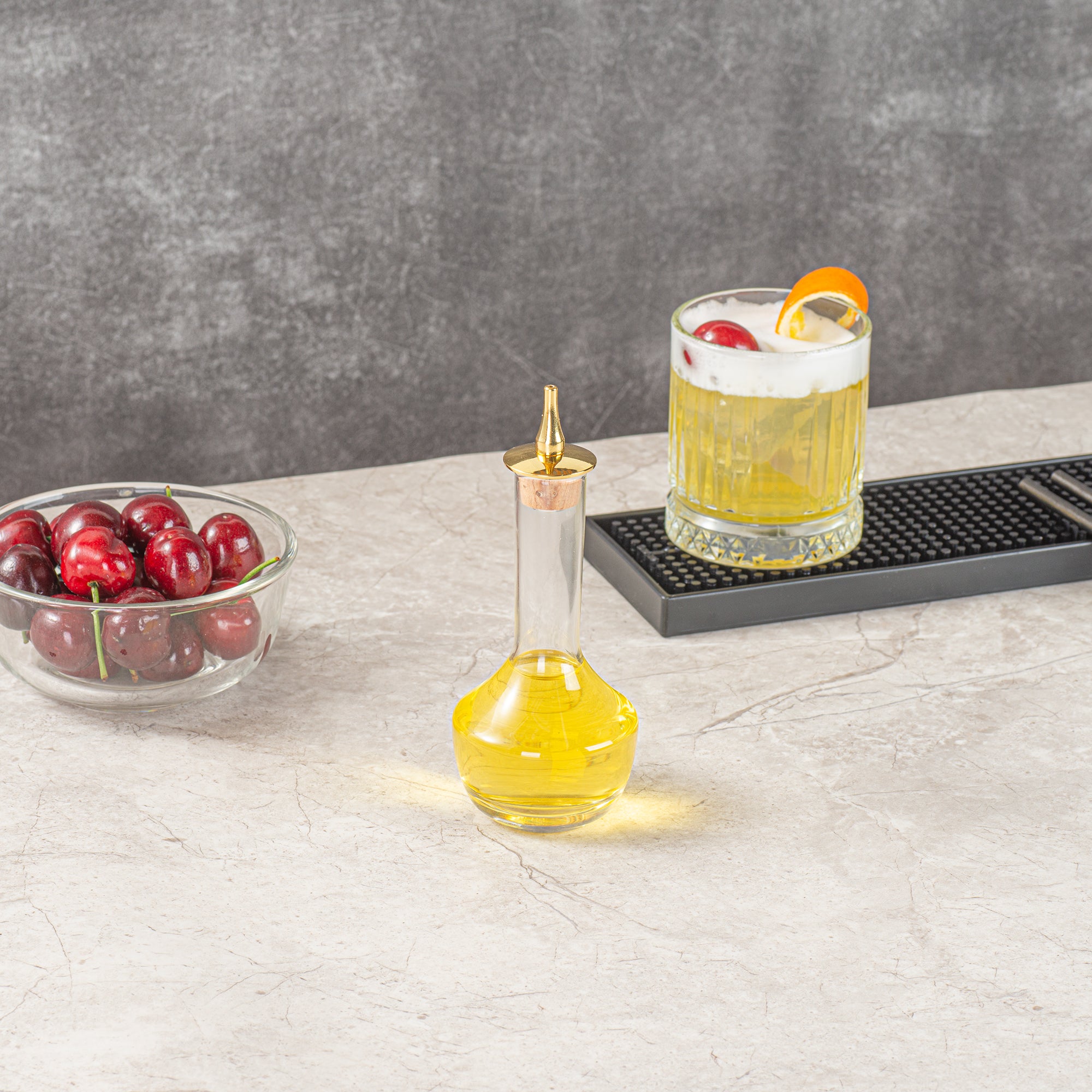 Premium 4 oz Glass Bitters Bottle - Modern Style with Gold Plated Dasher - 5.75