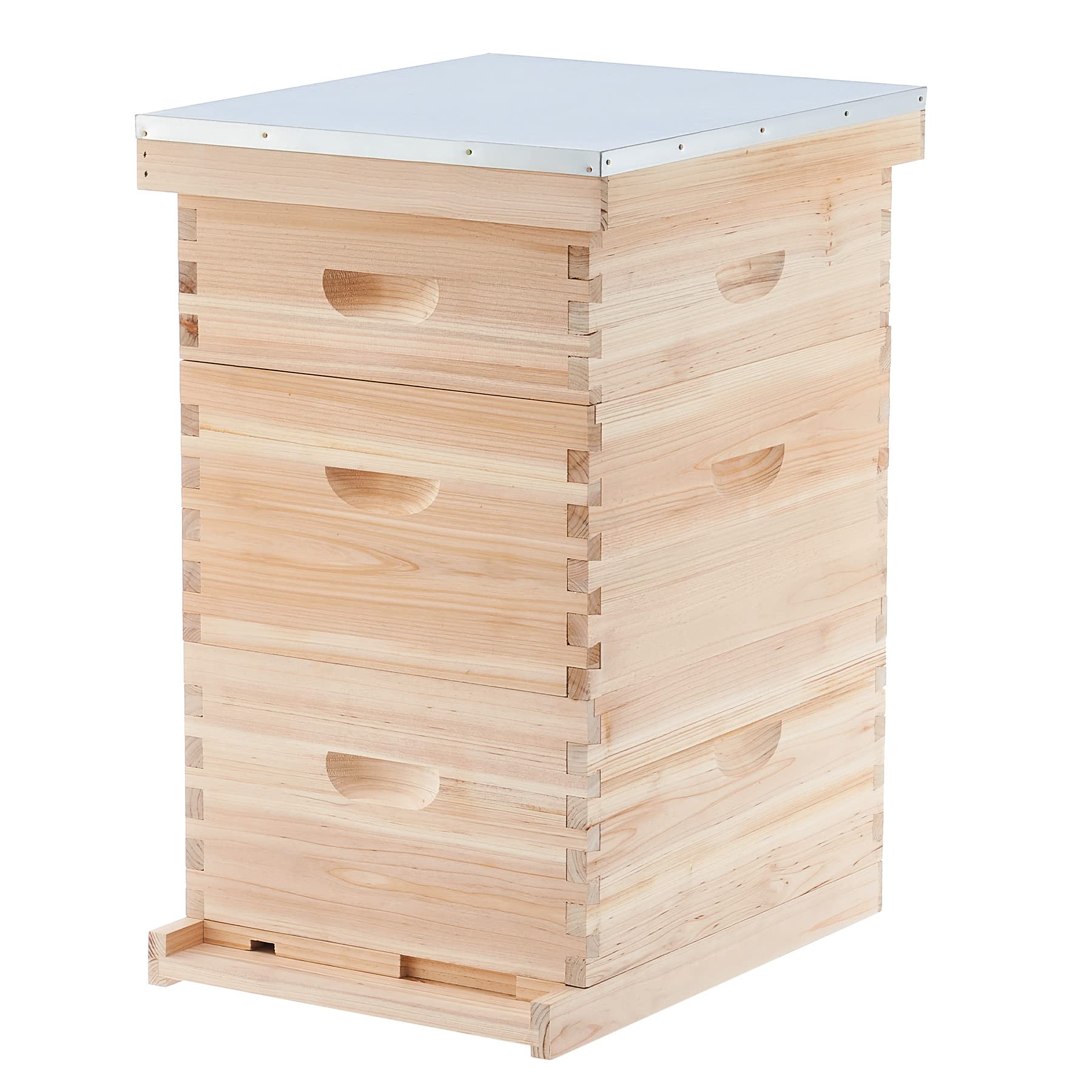 CREWORKS Langstroth Beehive Starter Kit - 3 Layer Bee Hive Box with 10 Medium & 20 Deep Frames, Foundations, Plastic Queen Excluder & Nails - Complete Beekeeping Supplies for Beginners & Professionals | Perfect for Honey Production, Pollination & Backyard Beekeeping