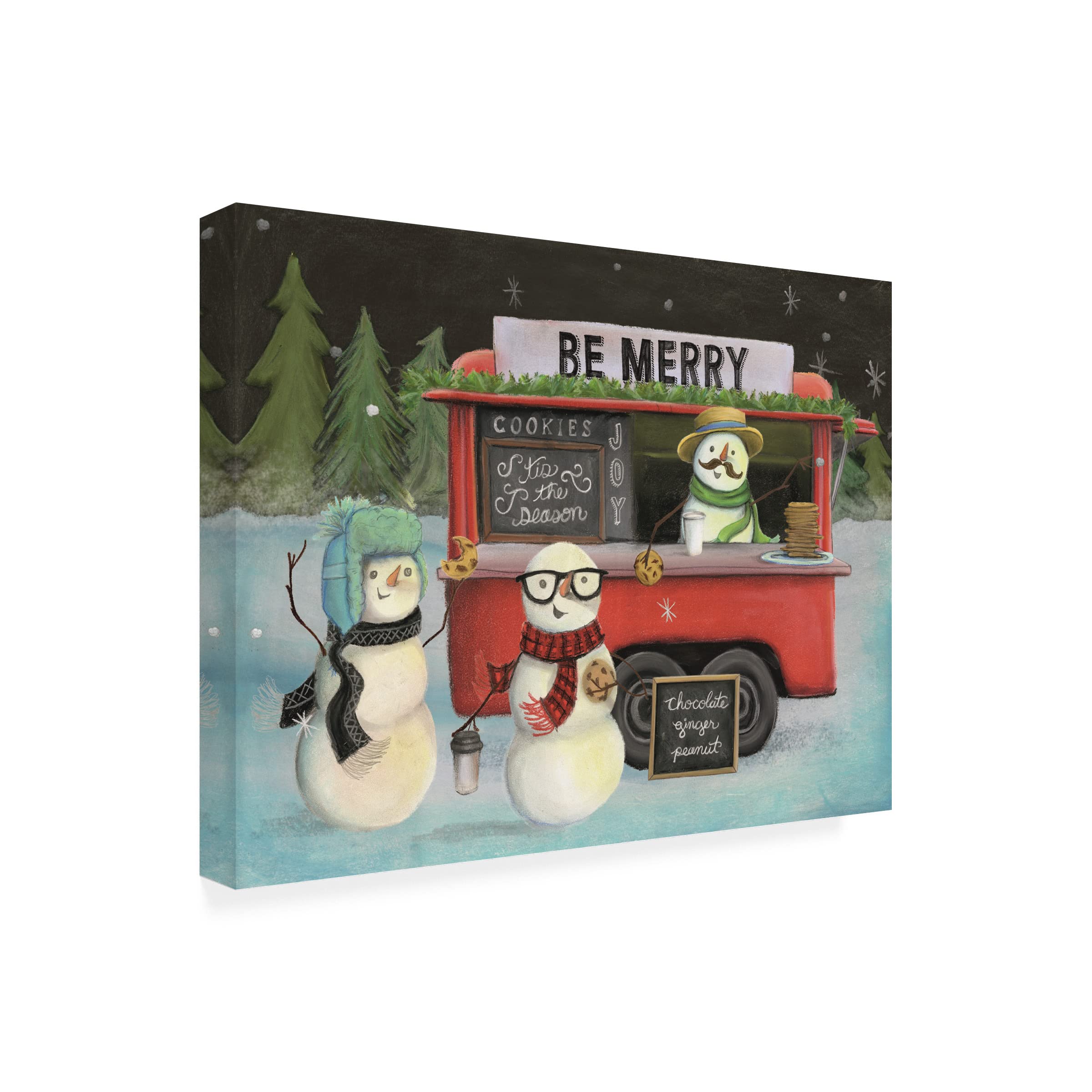 Trademark Fine Art 'Christmas on Wheels III Light' Canvas Wall Art by Mary Urban - Holiday Home Decor for Living Room, Bedroom & Office