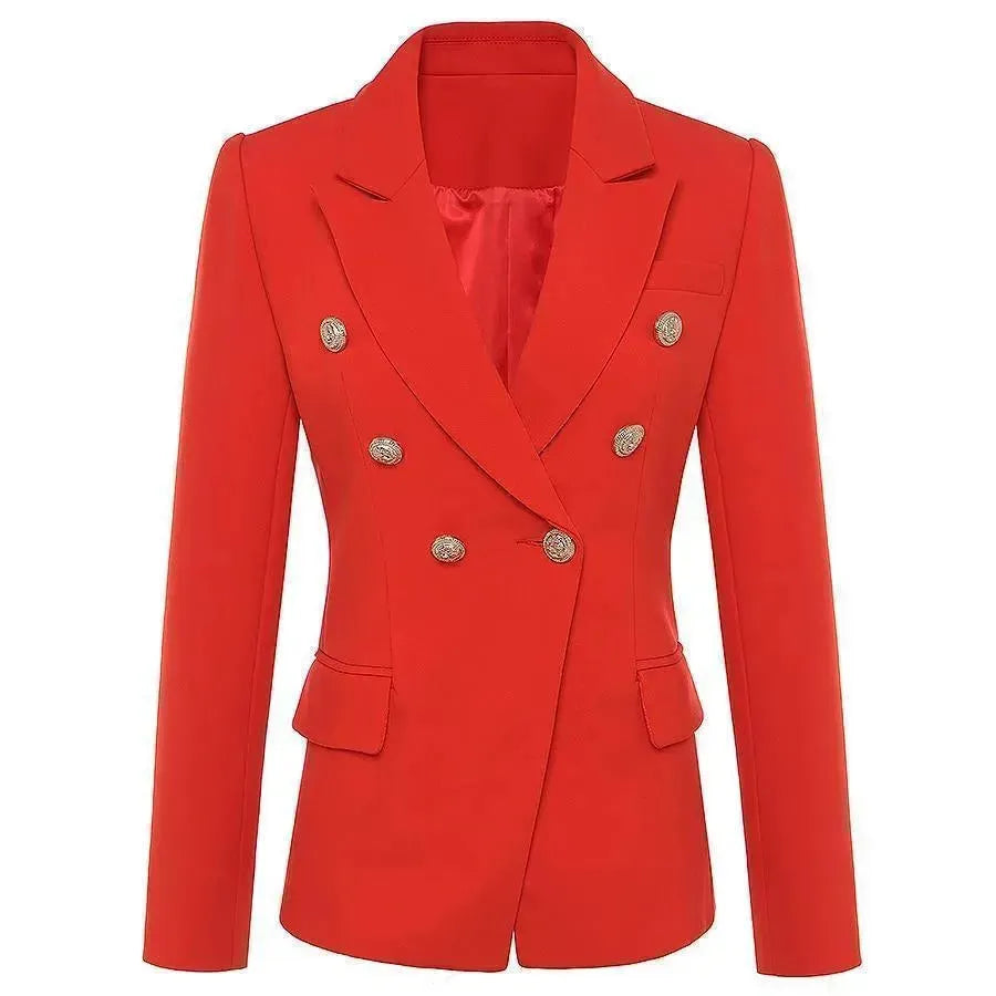 Women's Double Breasted Blazer - Formal Business Jacket for Office & Work | Plain Solid Color | Perfect for Interviews, Meetings & Professional Events