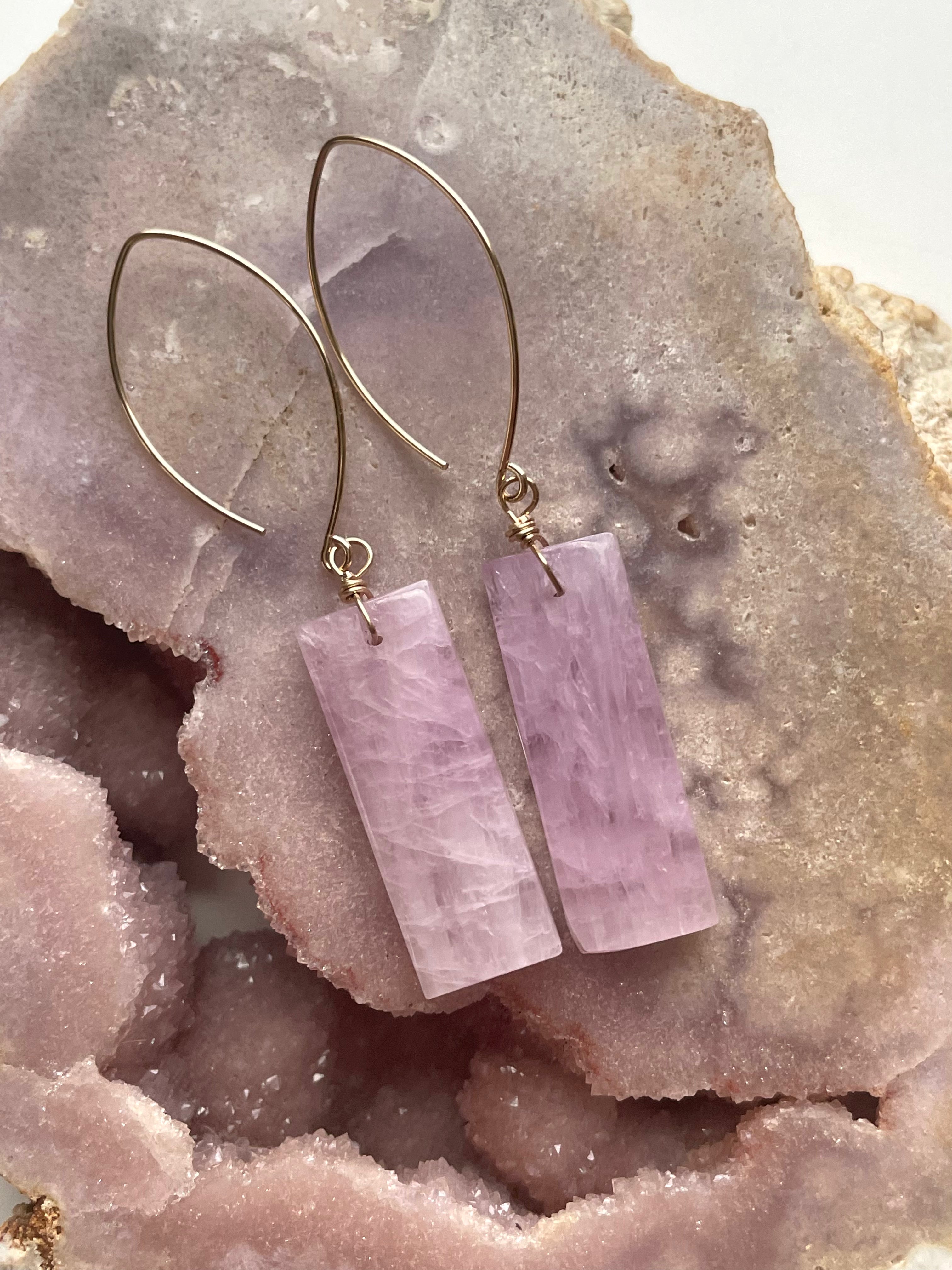 14K Gold Filled Kunzite Statement Earrings for Women - Elegant Dangle Drop Earrings for Wedding, Party & Special Occasions