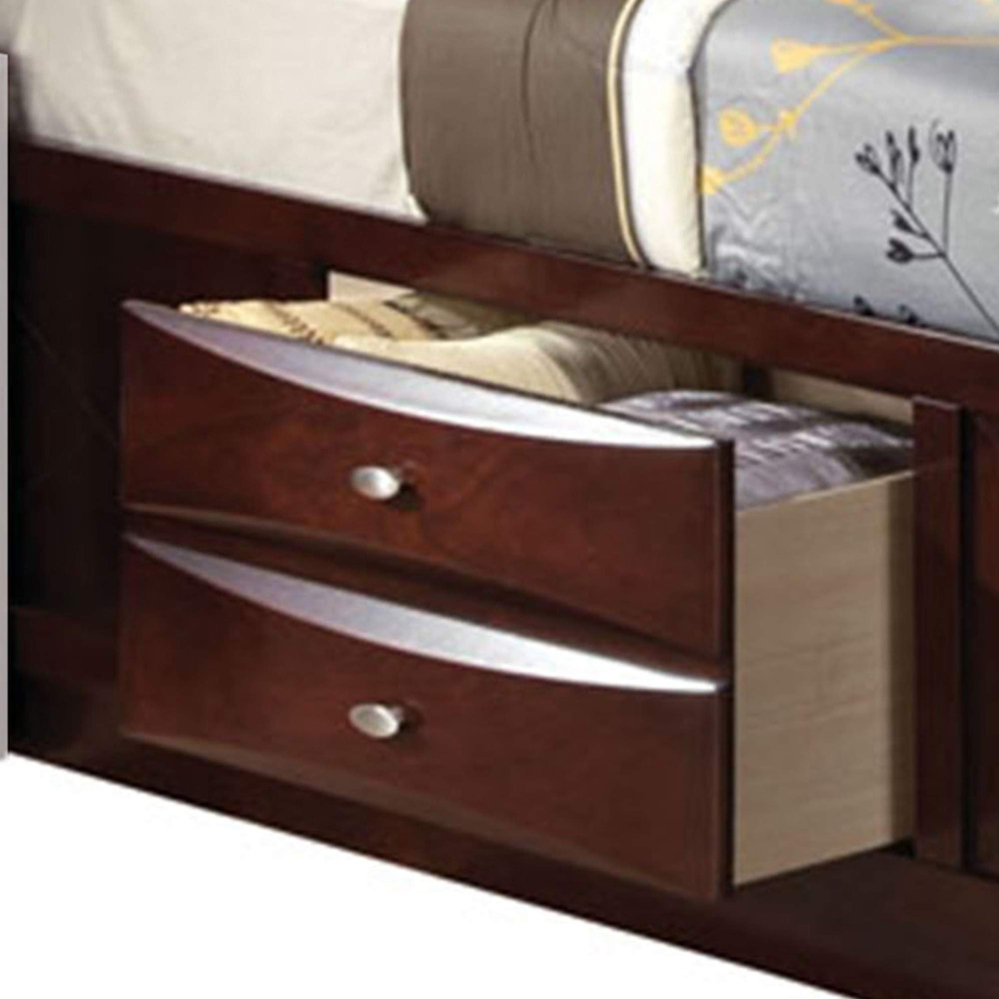 Benjara Panel Design Queen Size Bed with Bookcase and Storage Drawers in Rich Brown - Perfect for Small Bedrooms and Modern Home Decor