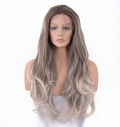Platinum Blonde Ombre Lace Front Wig - Natural Looking Human Hair Wig for Women | Perfect for Cosplay, Parties & Daily Wear