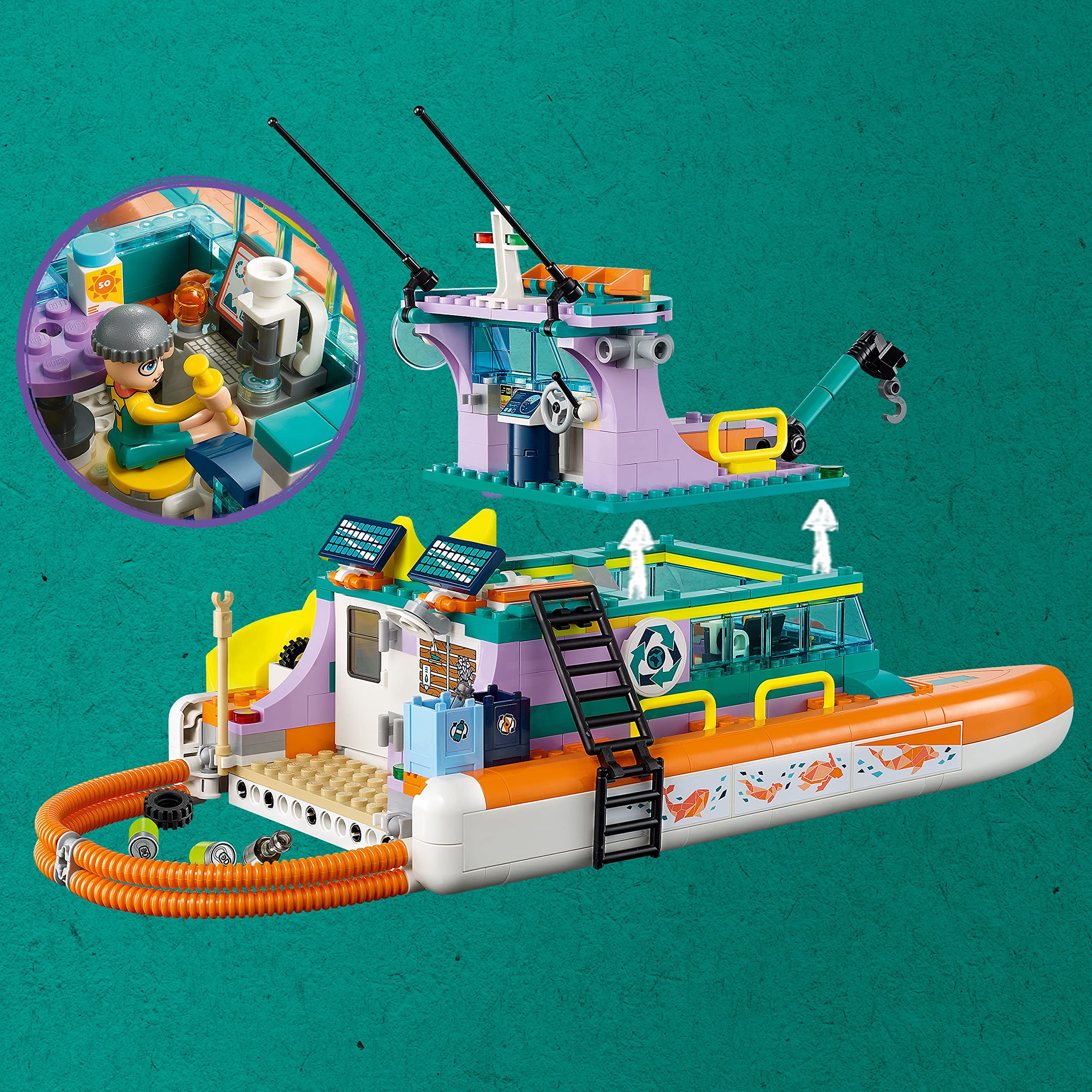 LEGO Friends Sea Rescue Boat 41734 Building Toy Set - 4 Mini-Dolls, Submarine & Baby Dolphin Included | STEM Educational Toy for Kids Ages 7+ | Perfect for Ocean-Themed Birthday Gifts & Creative Role Play Scenarios
