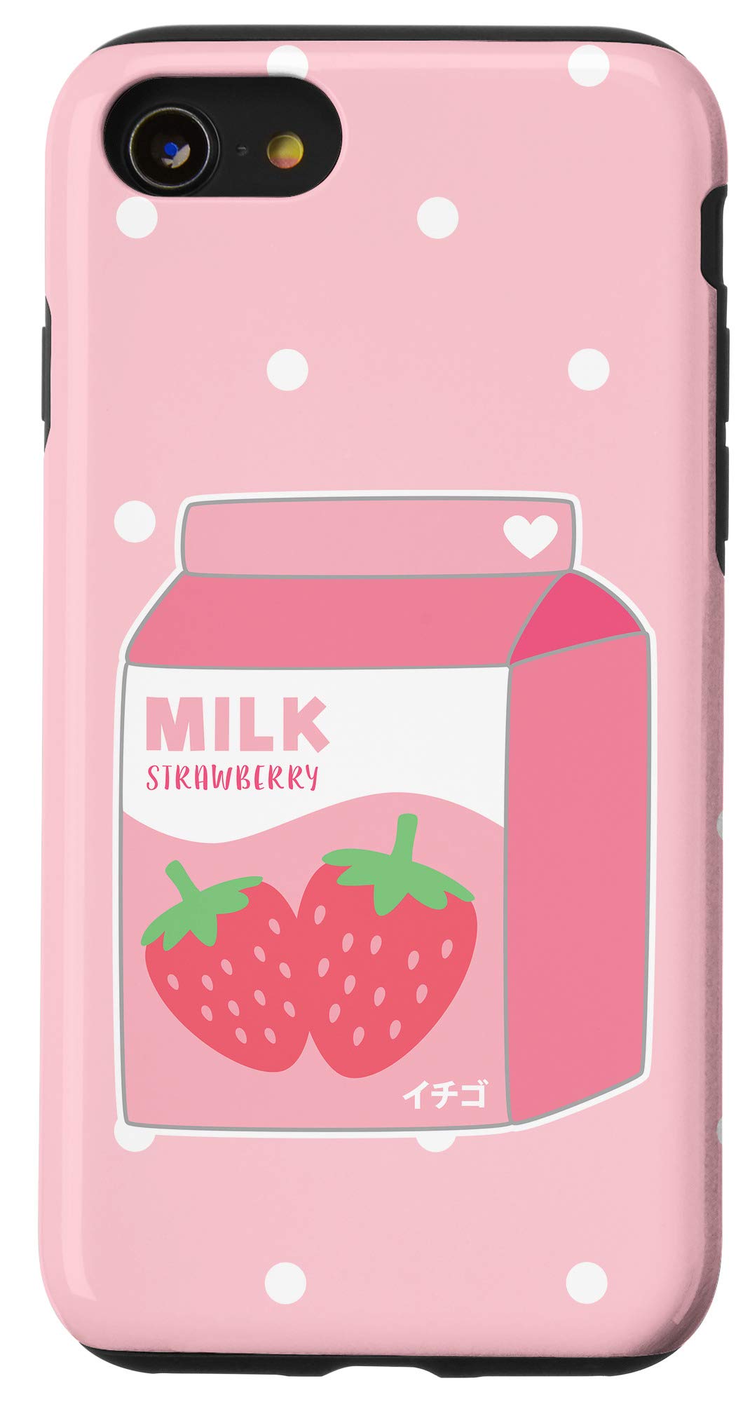 Cute Kawaii Strawberry Milk Carton iPhone SE (2020)/7/8 Case - Pastel Pink Aesthetic Protective Cover for Girls, Teens, Women | Perfect for School, Work, Daily Use & Gift Giving