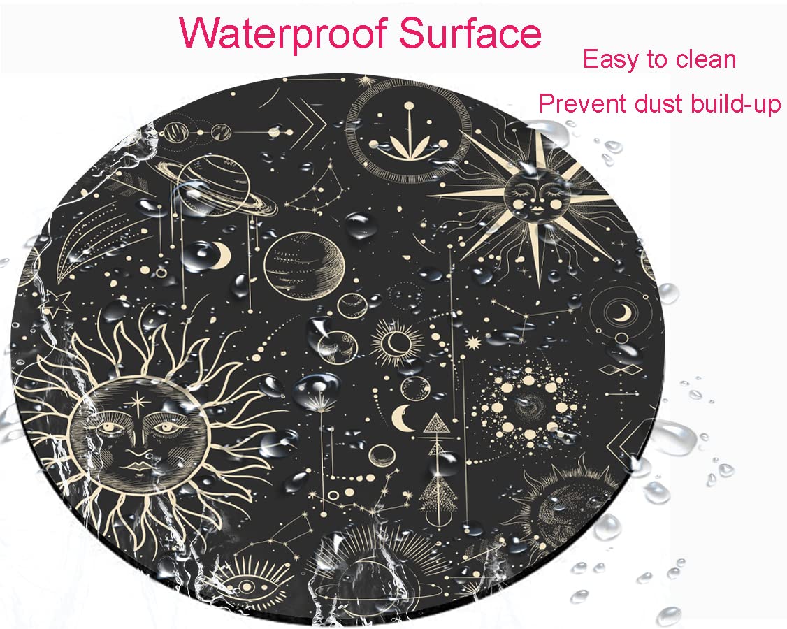 Celestial Sun and Moon Gaming Mouse Pad - Non-Slip Rubber Base, Washable Lycra Cloth Surface for Wireless Mouse - Perfect for Office, Gaming & Home Computer Use