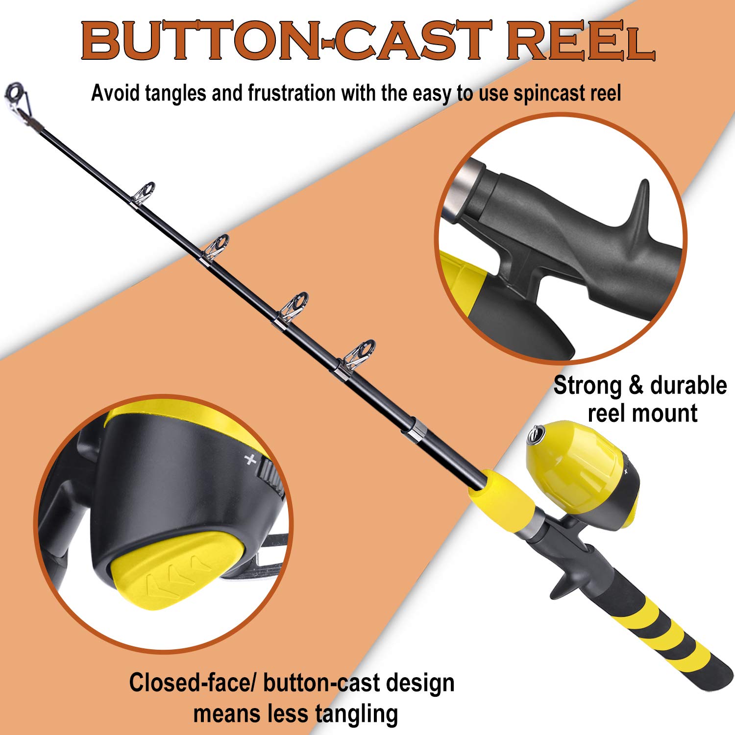 PLUSINNO Kids Fishing Pole - Telescopic Fishing Rod and Reel Combo Kit with Tackle Box | Portable Spincast Fishing Gear for Boys, Girls & Youth | Perfect for Beginners, Outdoor Adventures & Family Fishing Trips