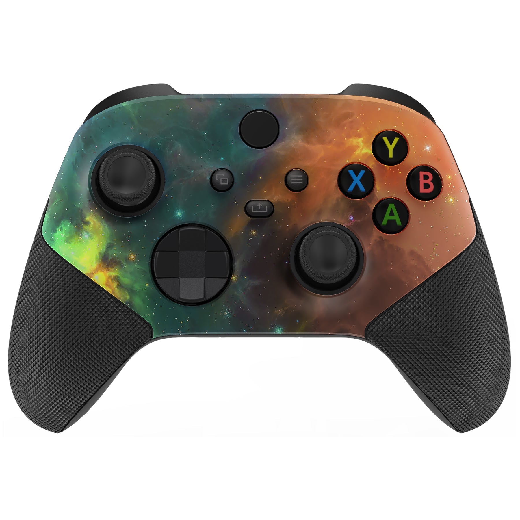 eXtremeRate ASR Performance Rubberized Grip Front Housing Shell with Accent Rings for Xbox Series X & S Controller - Orange Star Universe | Enhanced Gaming Comfort for Long Play Sessions