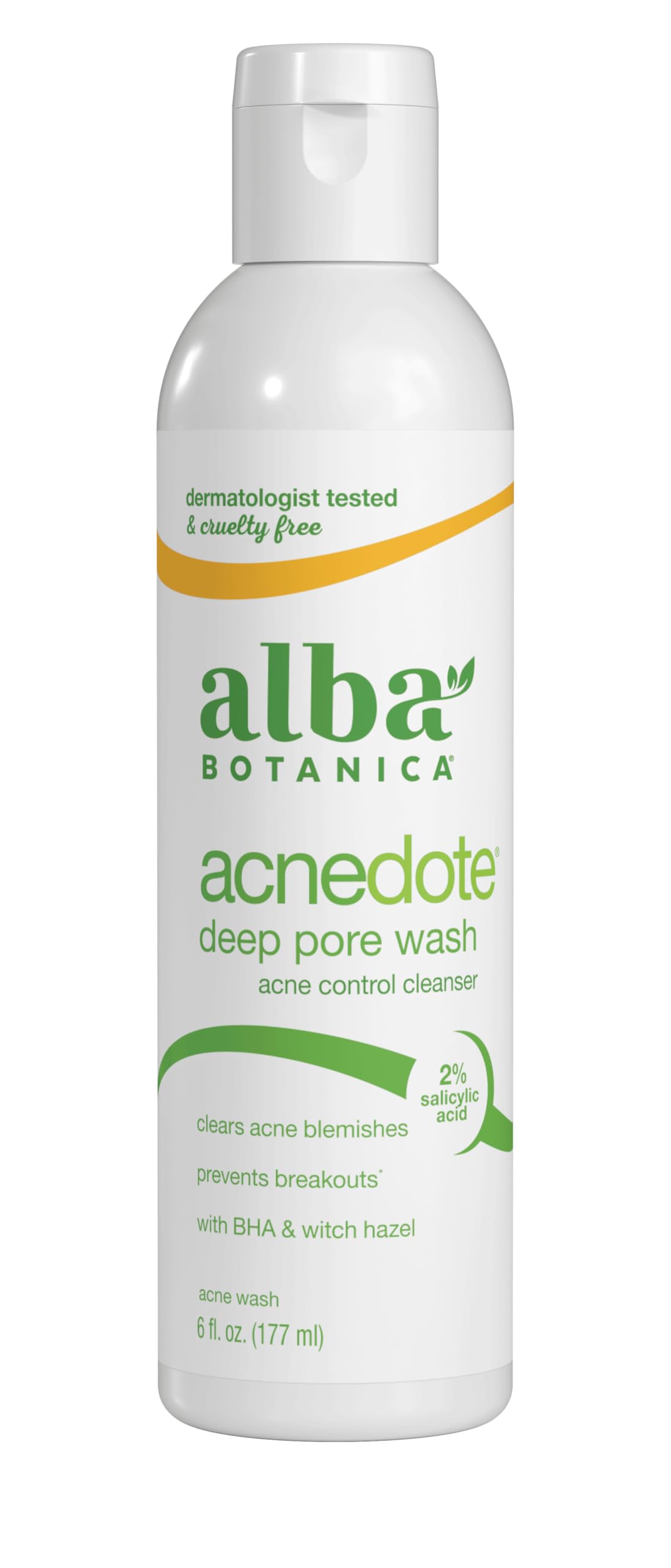 Alba Botanica Acnedote Maximum Strength Deep Pore Face Wash for Acne-Prone Skin, 6 Oz - Oil-Free & Salicylic Acid Treatment for Clear Complexion | Daily Skincare Routine for Teens & Adults (Packaging May Vary)