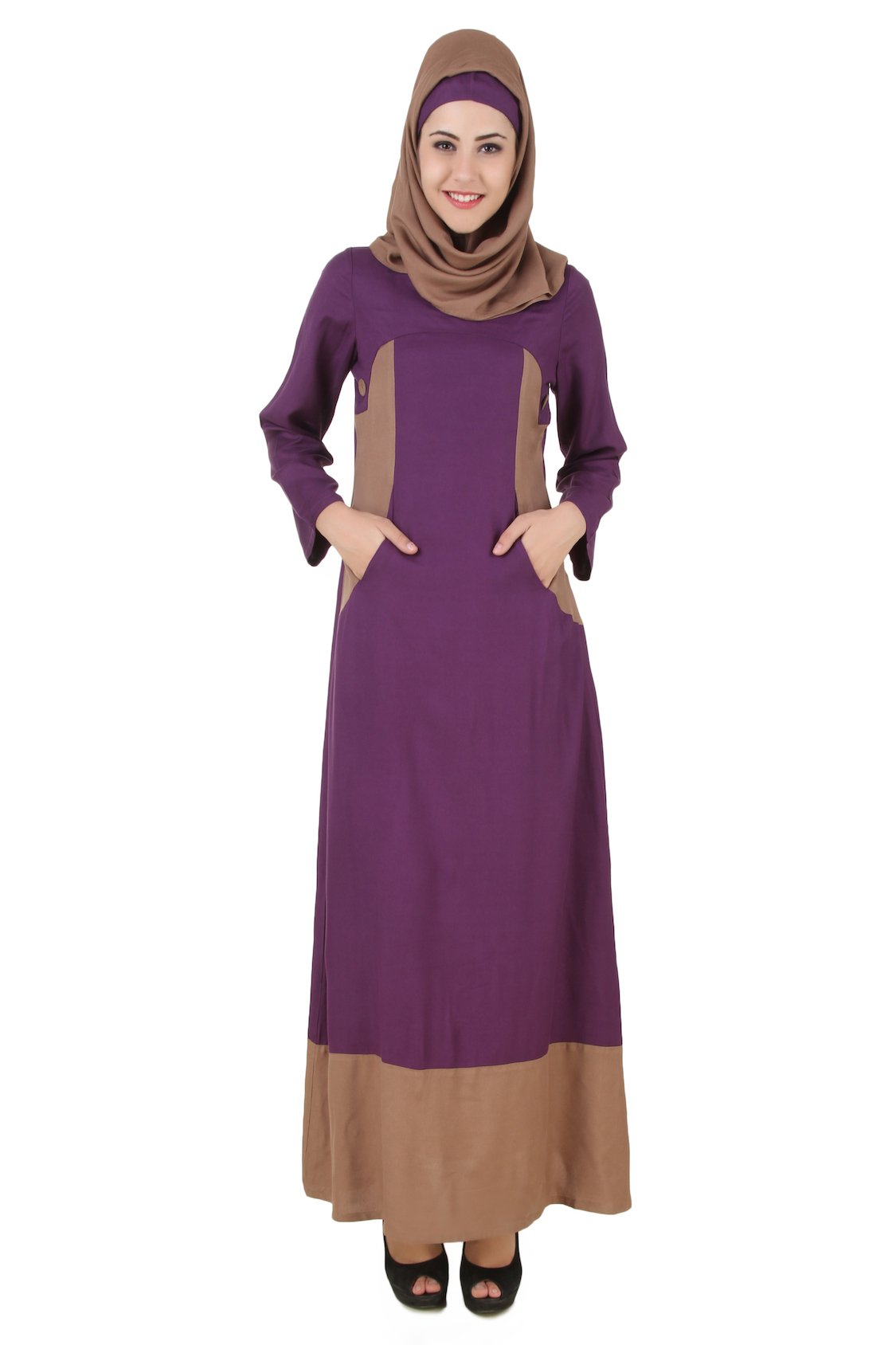 Stylish Afreen Purple Rayon Abaya for Women - Modest Islamic Prayer Dress - Perfect for Eid, Mosque & Special Occasions