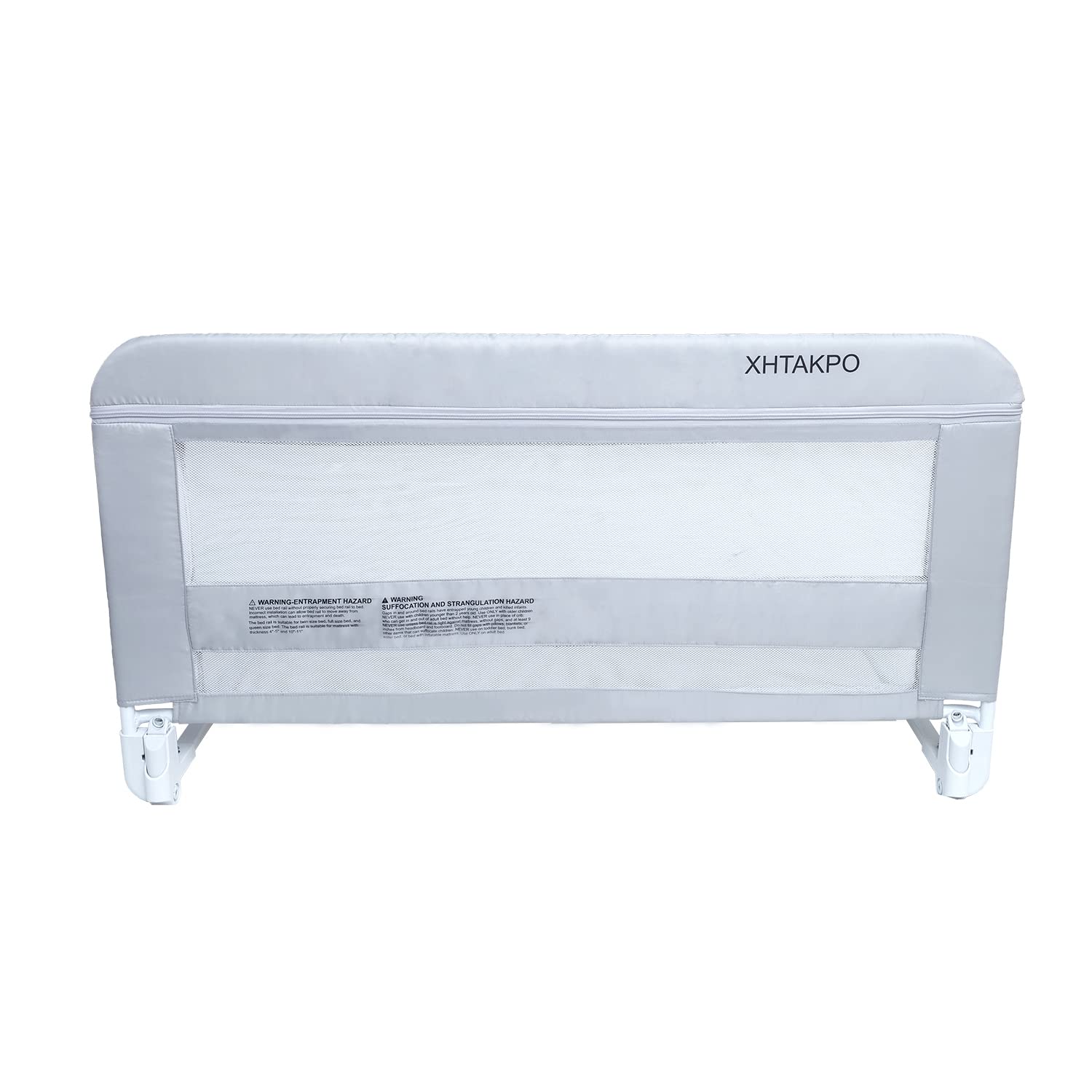XHTAKPO Toddler Bed Rail for Kids - Safety Guard with Reinforced Anchor, Gray Cotton - Perfect for Toddler Beds, Twin Beds & Daytime Naps
