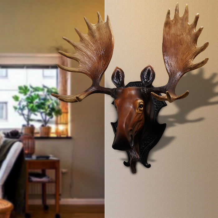 Premium Moose Deer Head Wall Decor - Vintage Animal Sculpture for Living Room, Cabin & Lodge - Rustic Home Decoration Accessories - Perfect for Hunting Lodge, Man Cave & Western Themed Interiors
