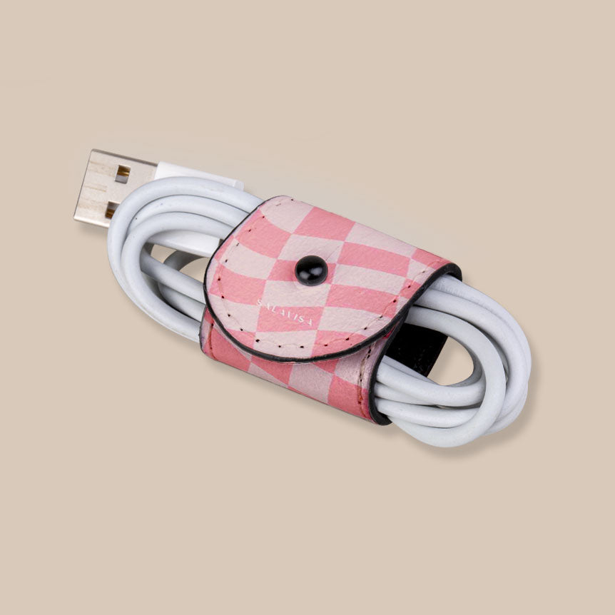 Pink Wave Checkered Eco-Friendly Reusable Gift Wrap Cord - Perfect for Birthday, Wedding, and Holiday Present Wrapping