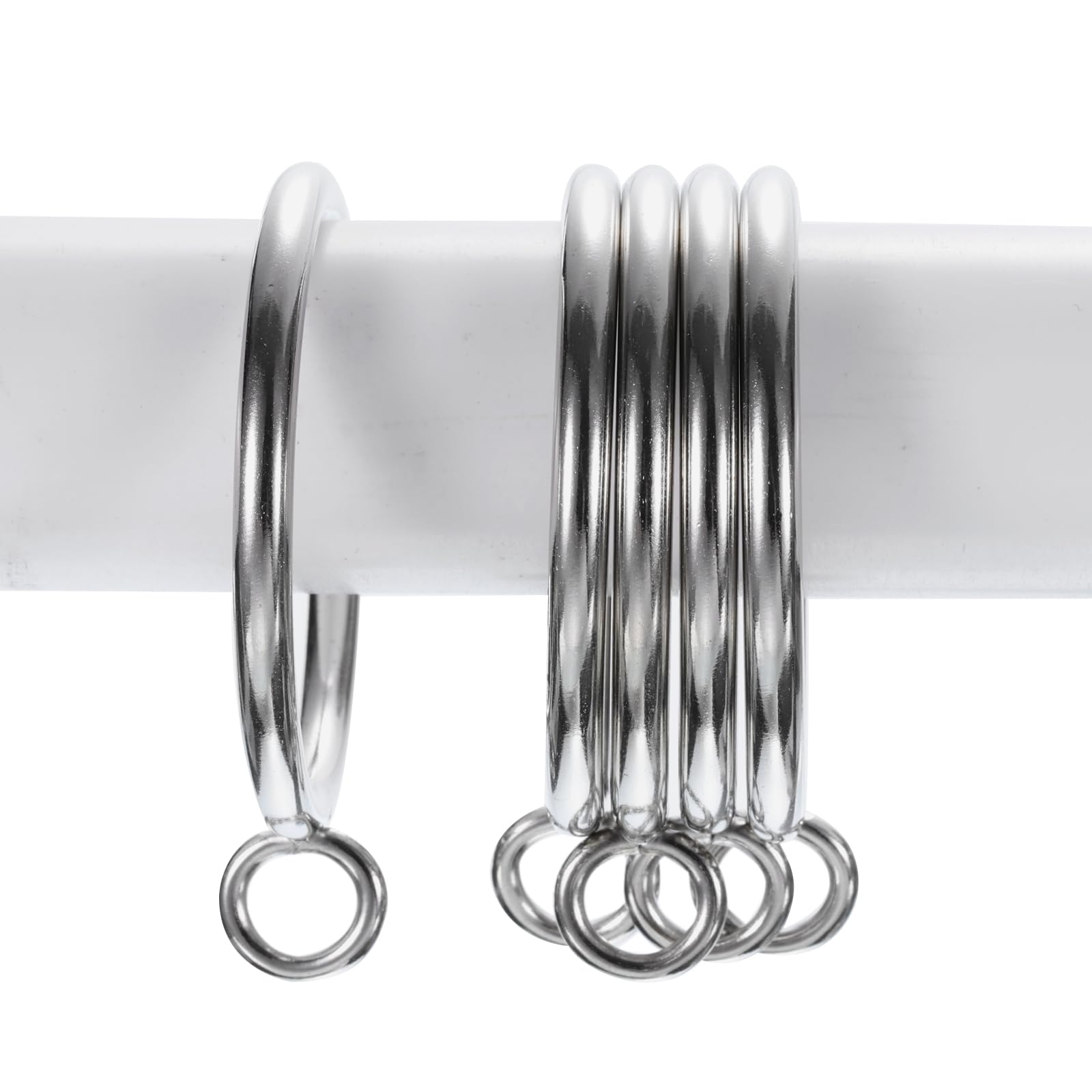 uxcell 28 PCS Openable Eyelet Curtain Rings - 2 Inch Inner Diameter Silver Metal Drapery Hooks for Hanging Curtains - Perfect for Living Room, Bedroom & Window Decor