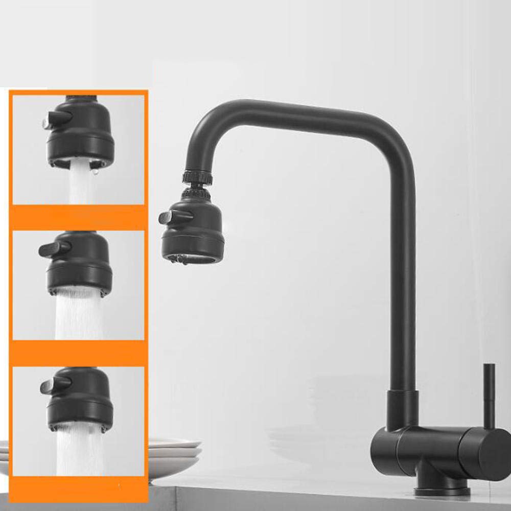 Stainless Steel Kitchen Sink Faucet with 360° Swivel Spout, Hot & Cold Water, Foldable Design for Inner Window - Black | Perfect for Small Kitchens, RV Sinks & Compact Spaces