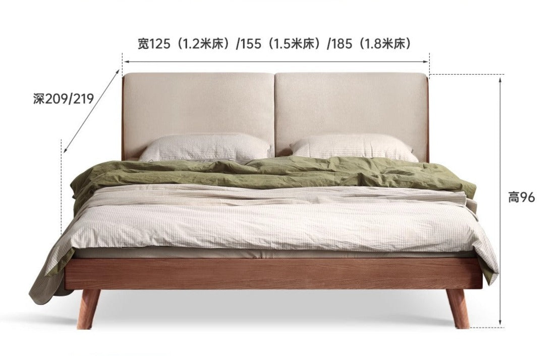 Solid Oak Wood Soft Bed Frame - Queen Size, Natural Wood Finish - Perfect for Master Bedrooms, Guest Rooms & Cozy Home Decor