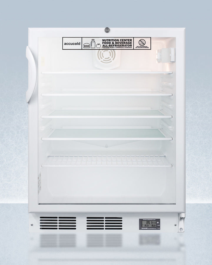 Accucold 24-Inch Wide Built-In All Refrigerator - ADA Compliant, Energy Efficient, Perfect for Restaurants, Cafes, and Commercial Kitchens (Model: SCR600GLBINZADA)