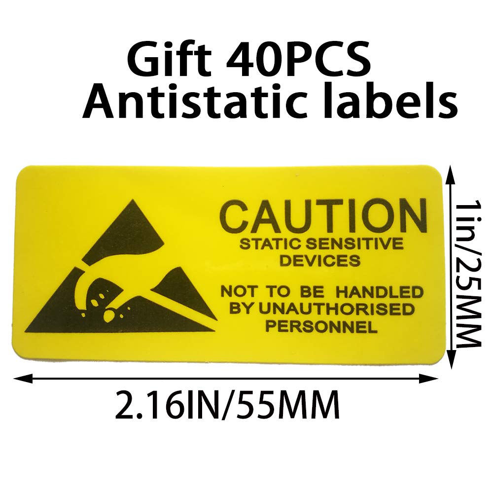 40pcs Anti Static Bags - 4 Sizes Mixed ESD Shielding Bags with Labels for Hard Drives, HDD & Electronic Components - Perfect for Computer Repair, PCB Storage & Electronic Device Protection