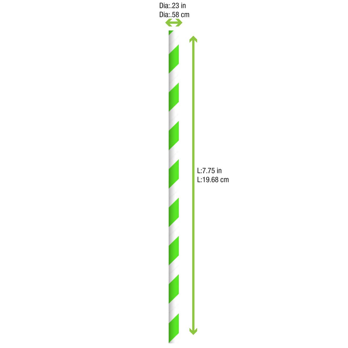 Eco-Friendly Biodegradable Green and White Striped Drinking Straws (0.4 Inch) - Perfect for Parties, Restaurants, and Sustainable Home Use